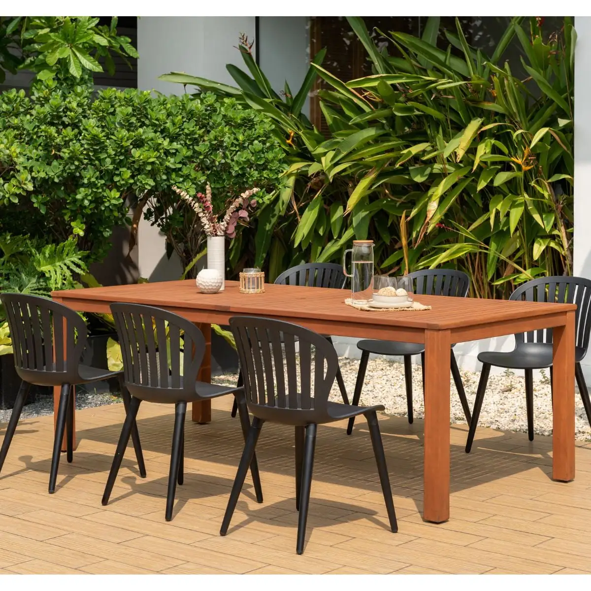 Amazonia Paraty 7-Piece 100% FSC Solid Wood and Aluminum Rectangular Patio Dining Set