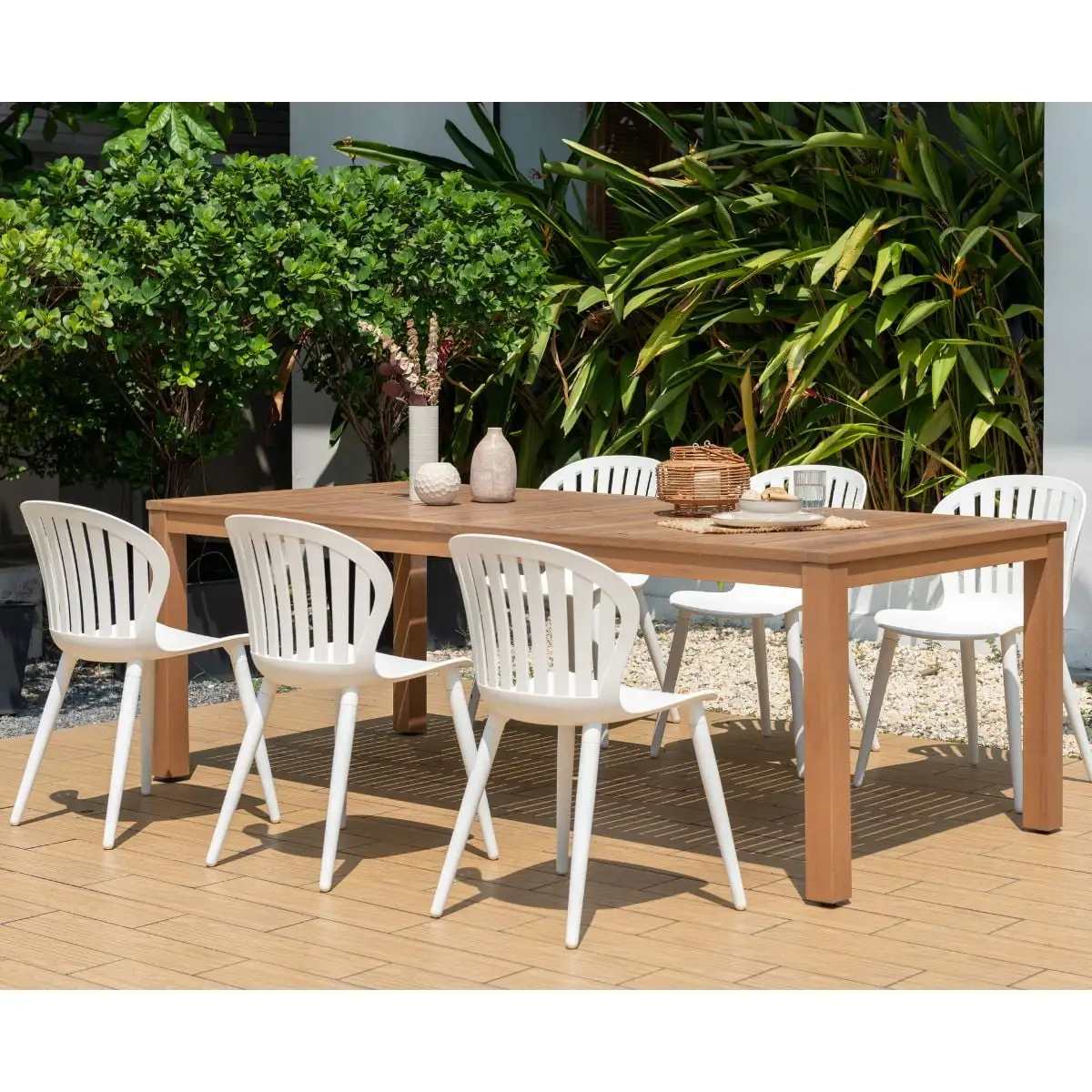 Amazonia Paraty 7-Piece 100% FSC Teak Finish Wood and Aluminum Rectangular Patio Dining Set