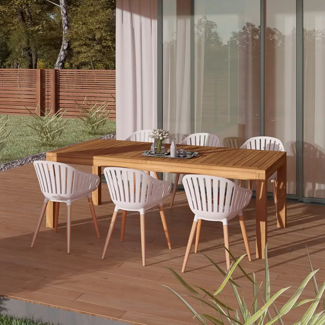 Amazonia Seville 7 Pieces Rectangular Outdoor Dining Set Teak Finish. Ideal for Patio