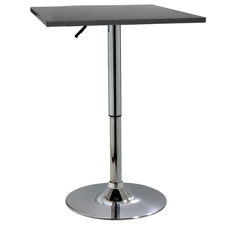 AmeriHome Square Adjustable-Height Wood-Top Bistro Table. Black. 330 lb. Capacity. 24 in. Table. 27-36 in. H Table