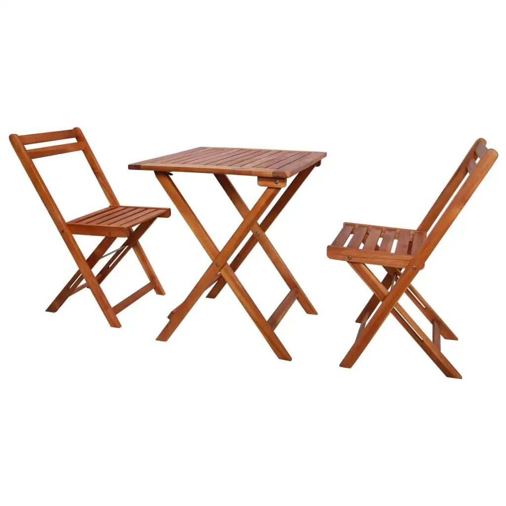 Andoer 3 Piece Folding Bistro Set Solid Acacia Wood