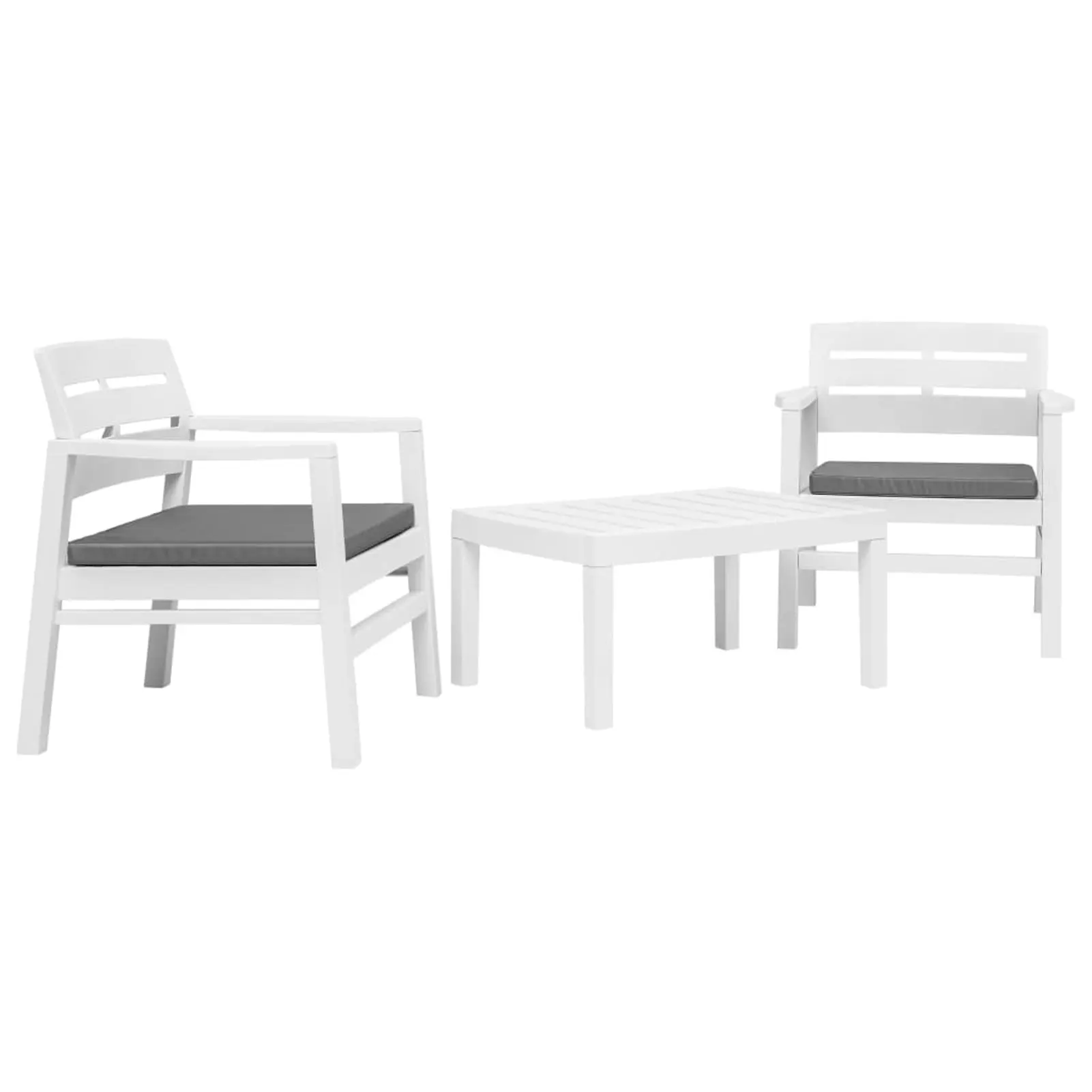 Anself 3 Piece Patio Lounge Set with Cushions 2 Armchairs and Table Conversation Set Plastic Outdoor Sectional Sofa Set for Garden. Balcony. Yard. Deck