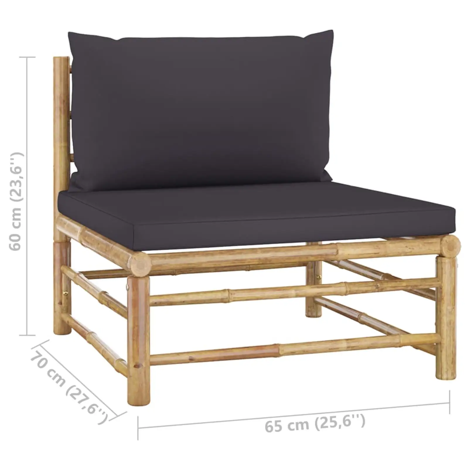 Anself 3 Piece Patio Lounge Set with Cushions Middle Sofa and Side Table. Footrest Conversation Set Bamboo Outdoor Sectional Sofa Set for Garden. Balcony. Yard. Deck