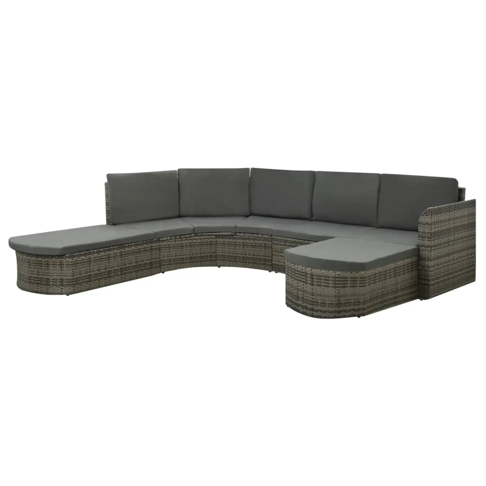 Anself 4 Piece Patio Lounge Set with Cushions 2 Corner Sofas and 2 Ottomans Conversation Set Poly Rattan Gray Outdoor Sectional Sofa Set for Garden. Balcony. Lawn. Yard. Deck