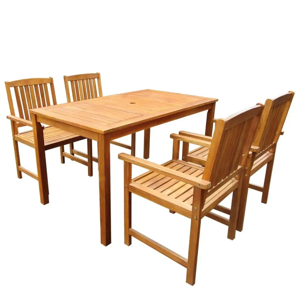 Anself 5 Piece Dining Set -1 Table and 4 Chairs. Patio/Garden Furniture Sets Solid Acacia Wood