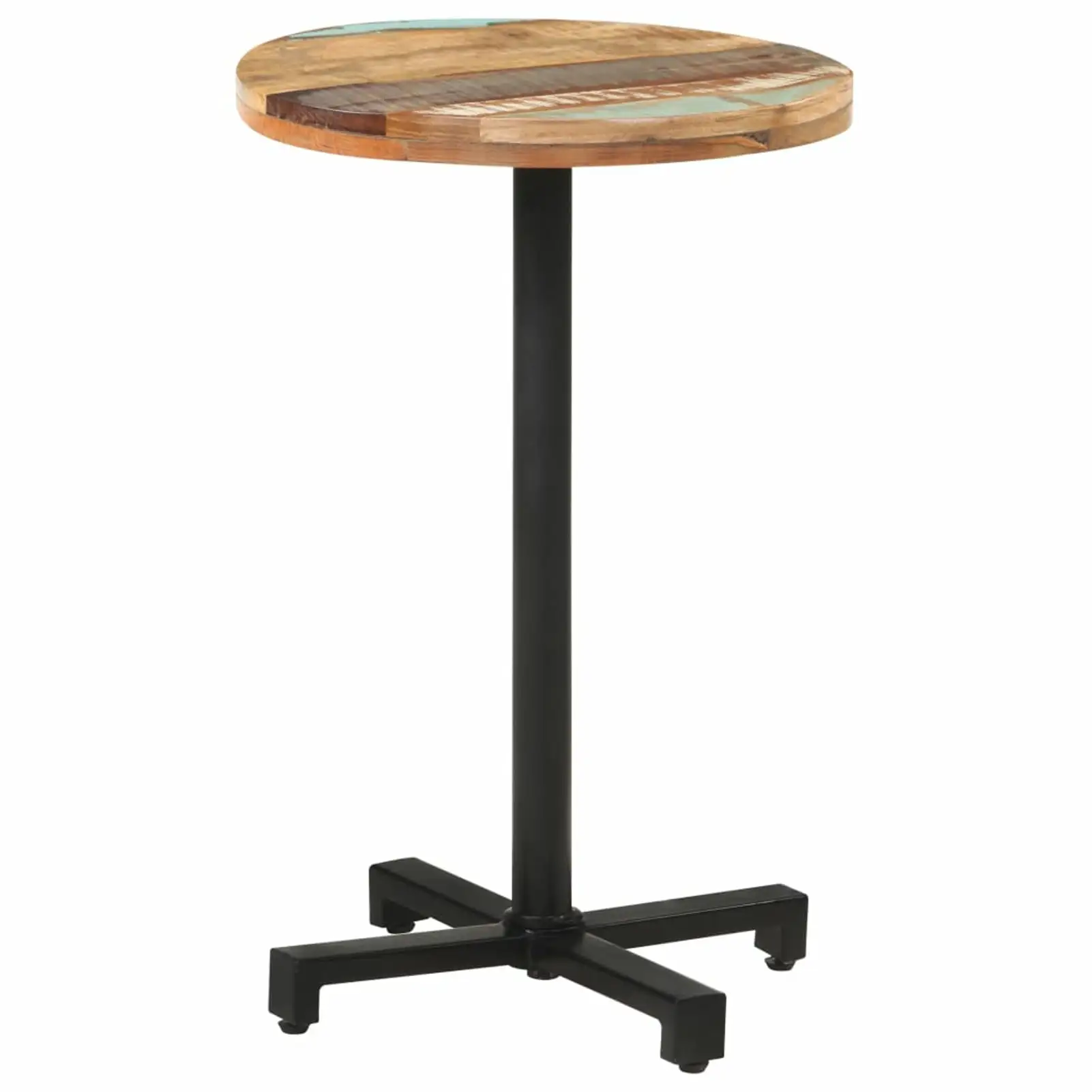 Anself Bistro Table Reclaimed Wood Round Tabletop Bar Table with Iron Base Counter Height Pub Table for Kitchen. Dining Room. Cafe. Home Furniture 19.7 x 29.5 Inches (Diameter x H)