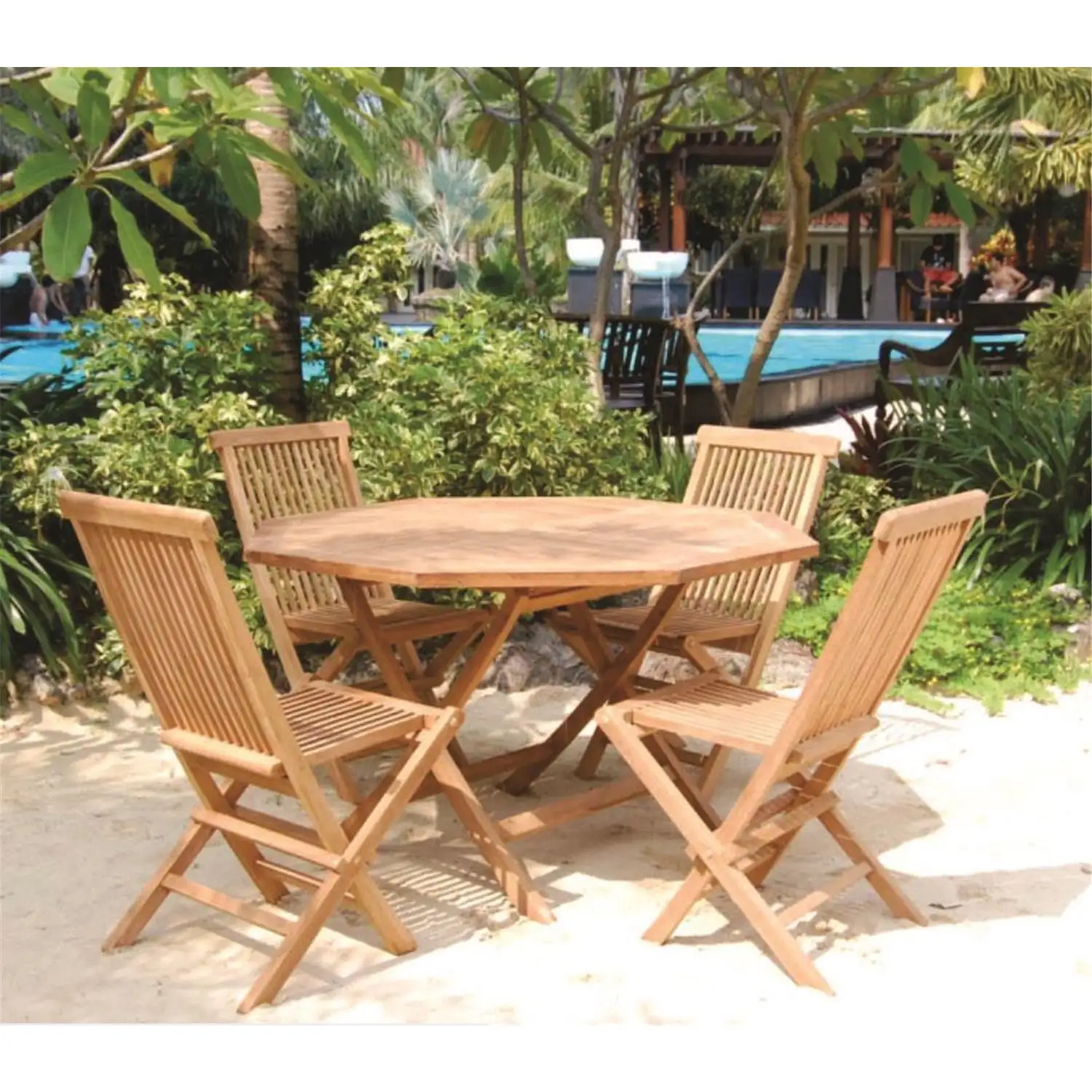 Bamboo54 Teak Patio Set With Octagonal Table-Quantity:5 Piece