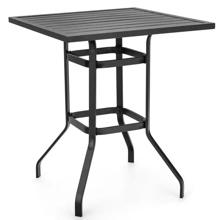 Barara King 32 Inches Outdoor Steel Square Bar Table with Powder-Coated Tabletop.Outdoor Coffee Table. Patio Square Side Bistro Table