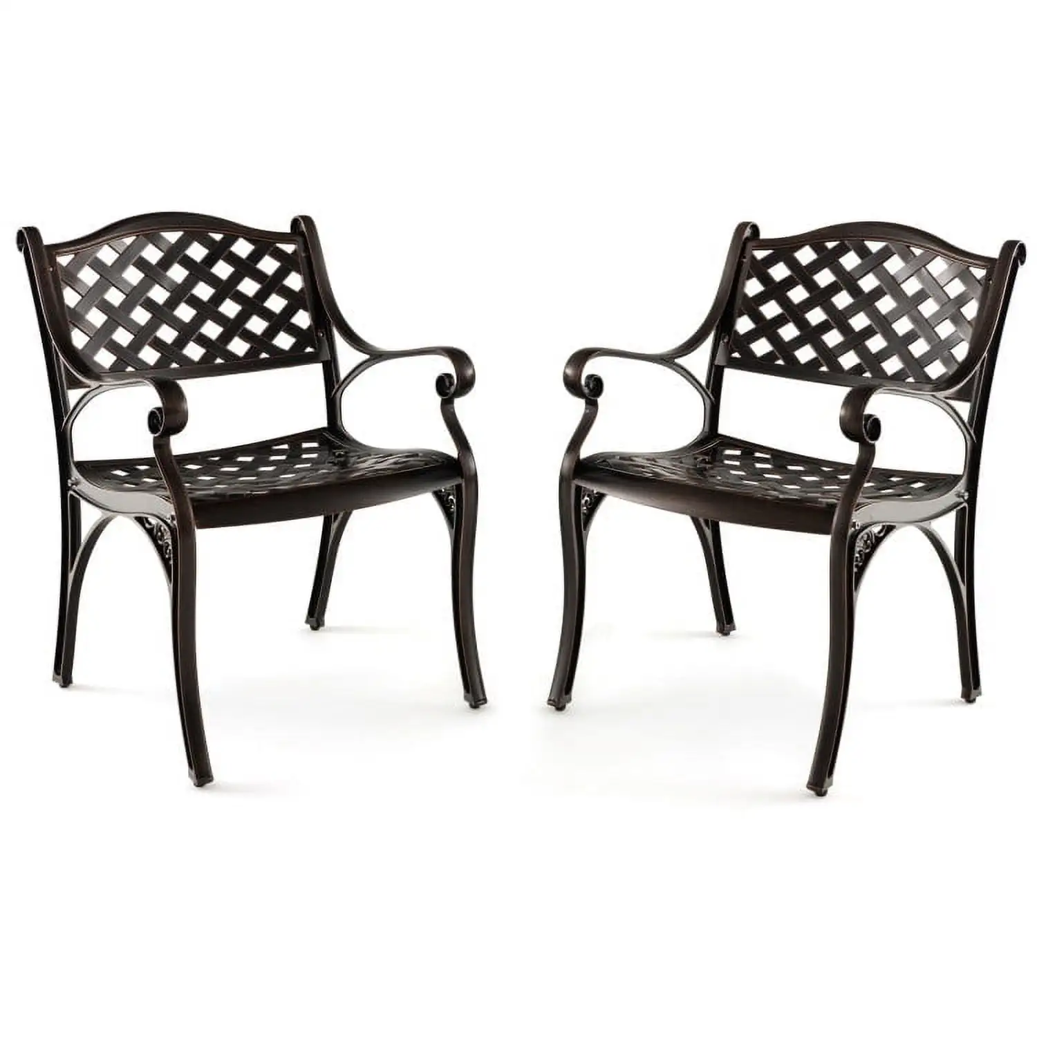 Barara King Patio Furniture Set. Cast Aluminum Patio Chairs Set of 2 Dining Chairs with Armrests Diamond Pattern-Bronze. Patio Bistro Set. All-Weather Wicker Conversation Set