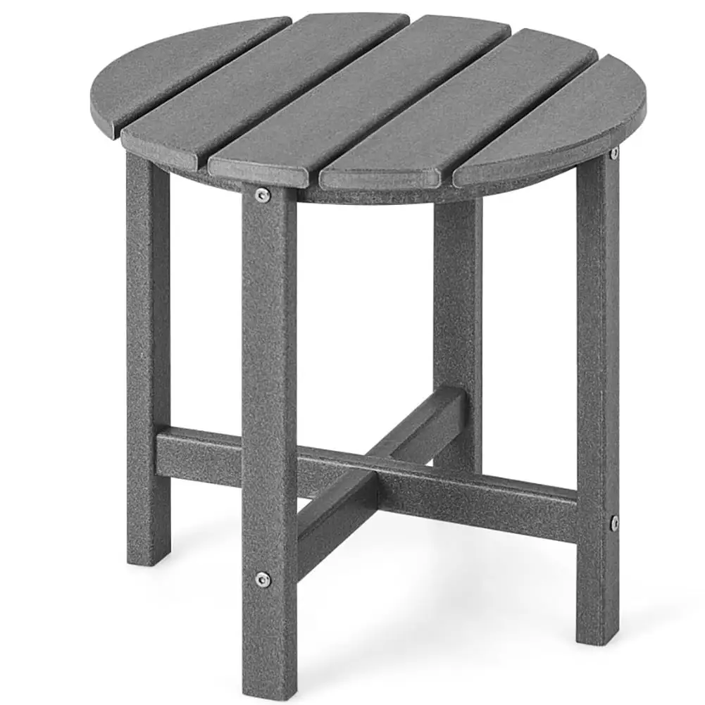 Barara King Side Table. End Table. Patio Coffee Bistro Table. 18 Inch Round Weather-Resistant Adirondack Side Table-Gray