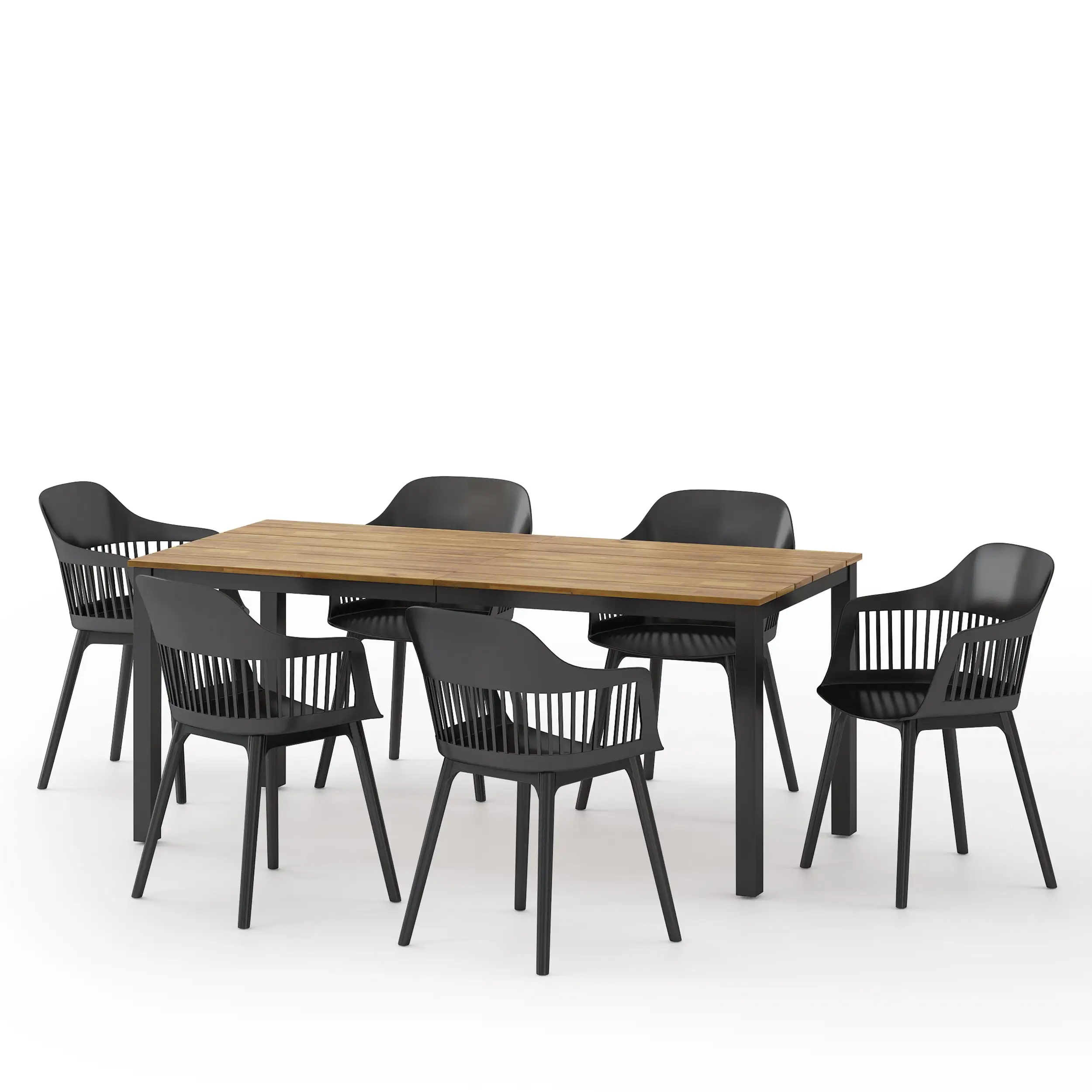 Bluewater Wood and Resin Outdoor 7 Piece Dining Set. Black and Teak