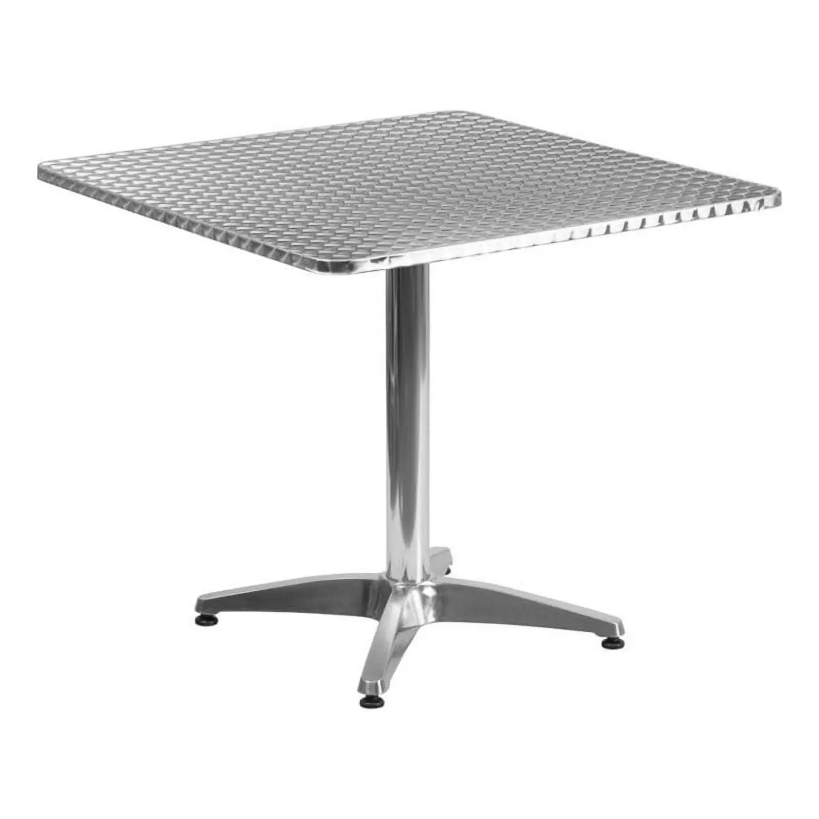 Bowery Hill 31.5 Stainless Steel/Aluminum Square Bistro Table in Silver