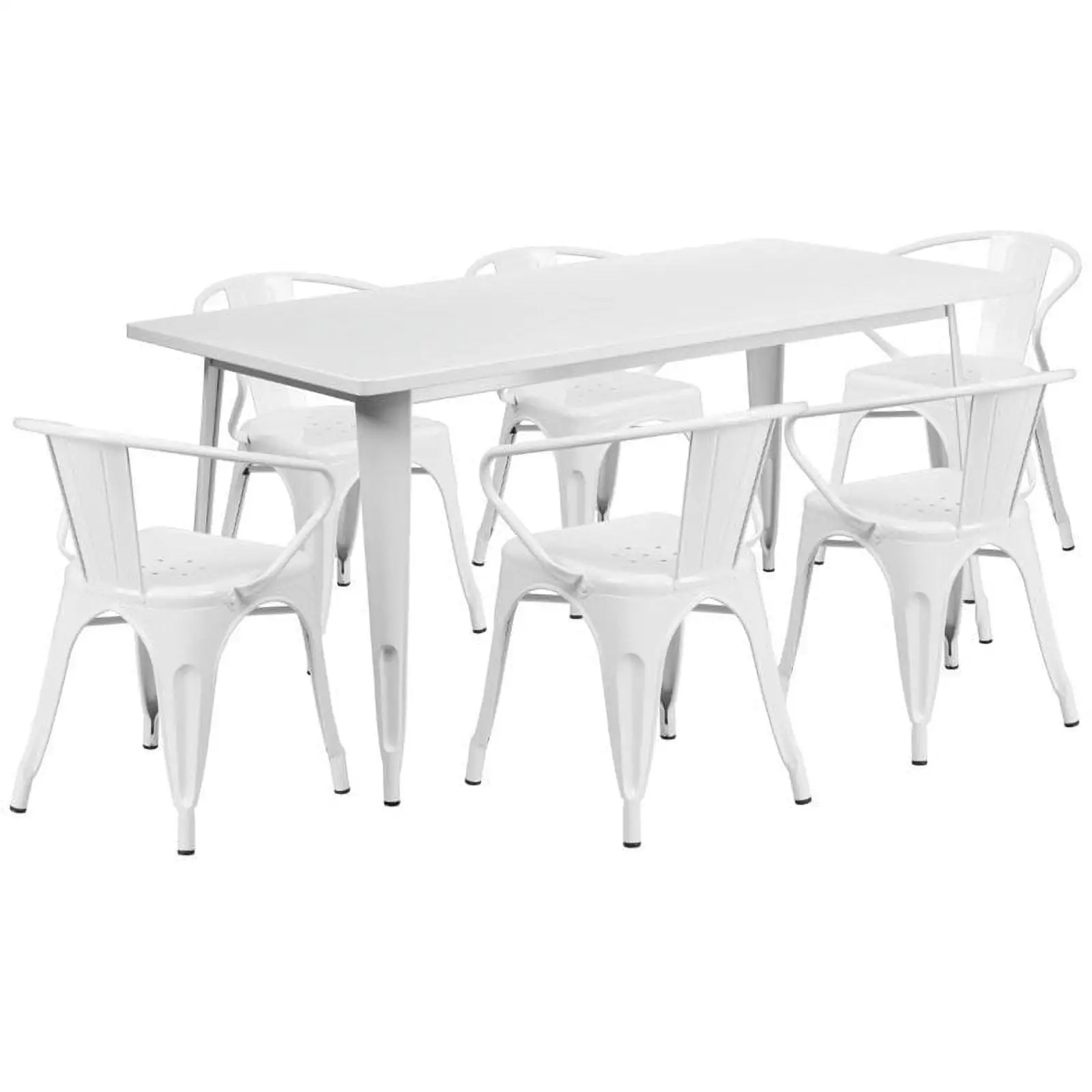 Bowery Hill 7 Piece Metal Dining Set in White