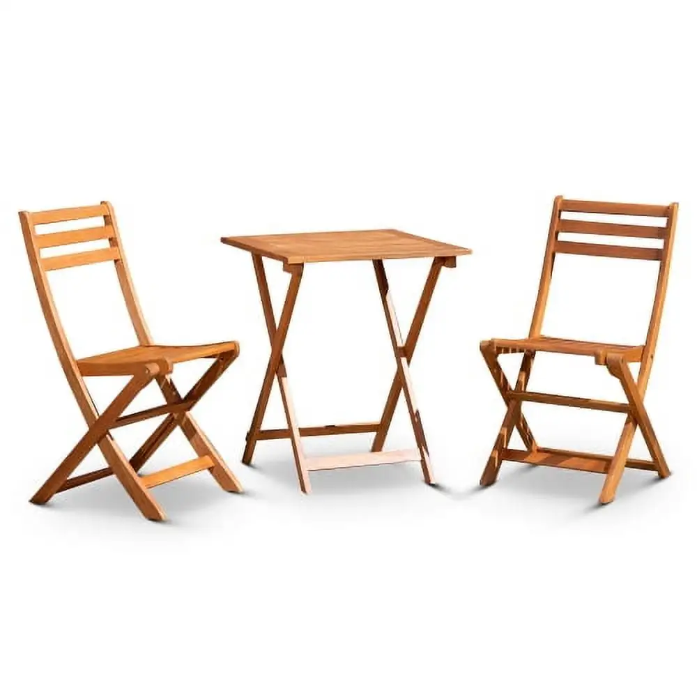 Buumin 3-Piece Eucalyptus Bistro Set. Square. Natural Oil