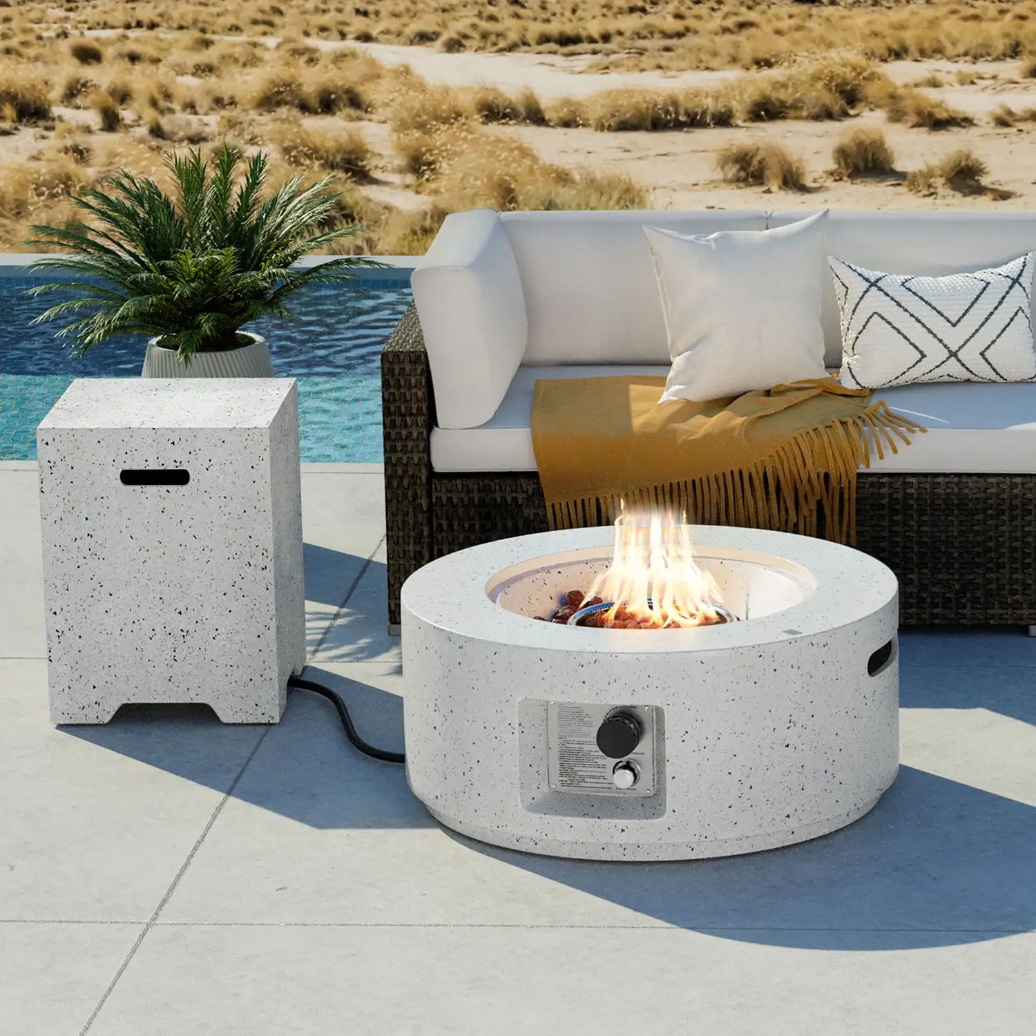 COSIEST 40.000 BTU Outdoor 28-inch Round Propane Fire Pit Table Set