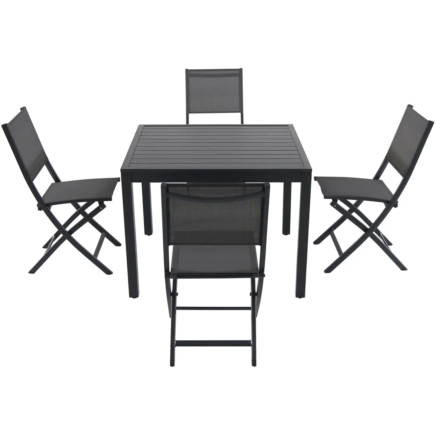 Cambridge Nova 5-Piece Outdoor Dining Set with 4 Sling Folding Chairs and a 38 Square Dining Table