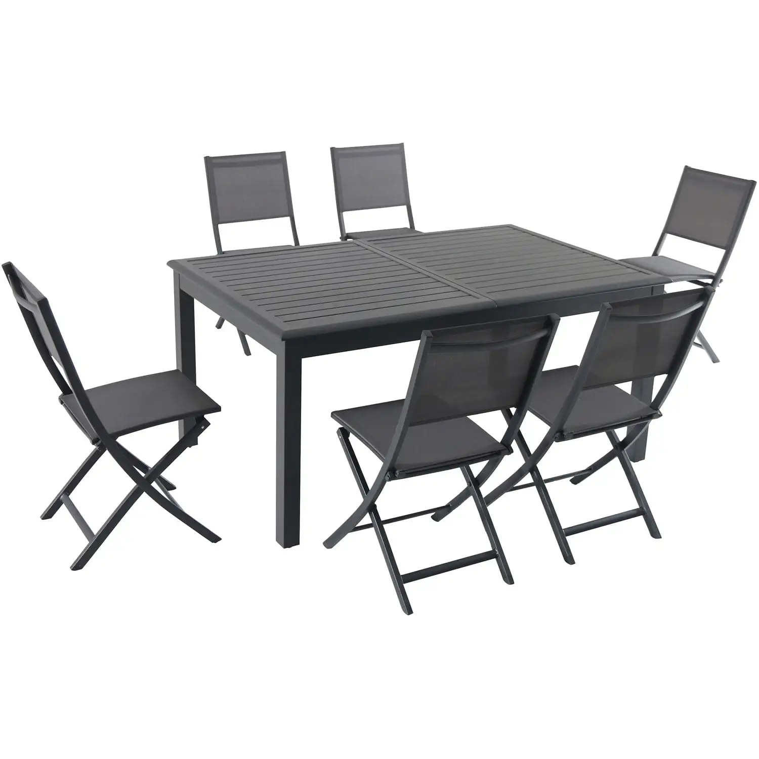 Cambridge Turner 7-Piece Expandable Dining Set with 6 Folding Sling Chairs and a 40 x 94 Table