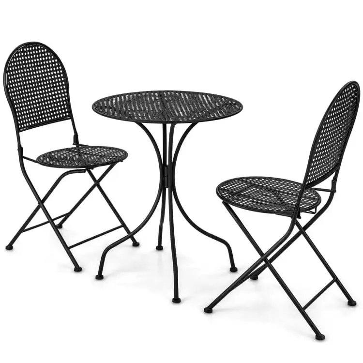 Canddidliike 3 Pieces Patio Bistro Set Outdoor Conversation Furniture Table and Folding Chair. Comfortable Breathable Garden Outdoor Furniture for Backyard Deck