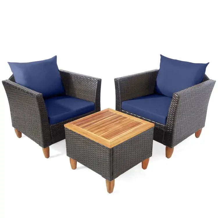 Canddidliike 4 Pieces Outdoor Rattan Conversation Set with Protective Cover. Outdoor Patio Furniture Set