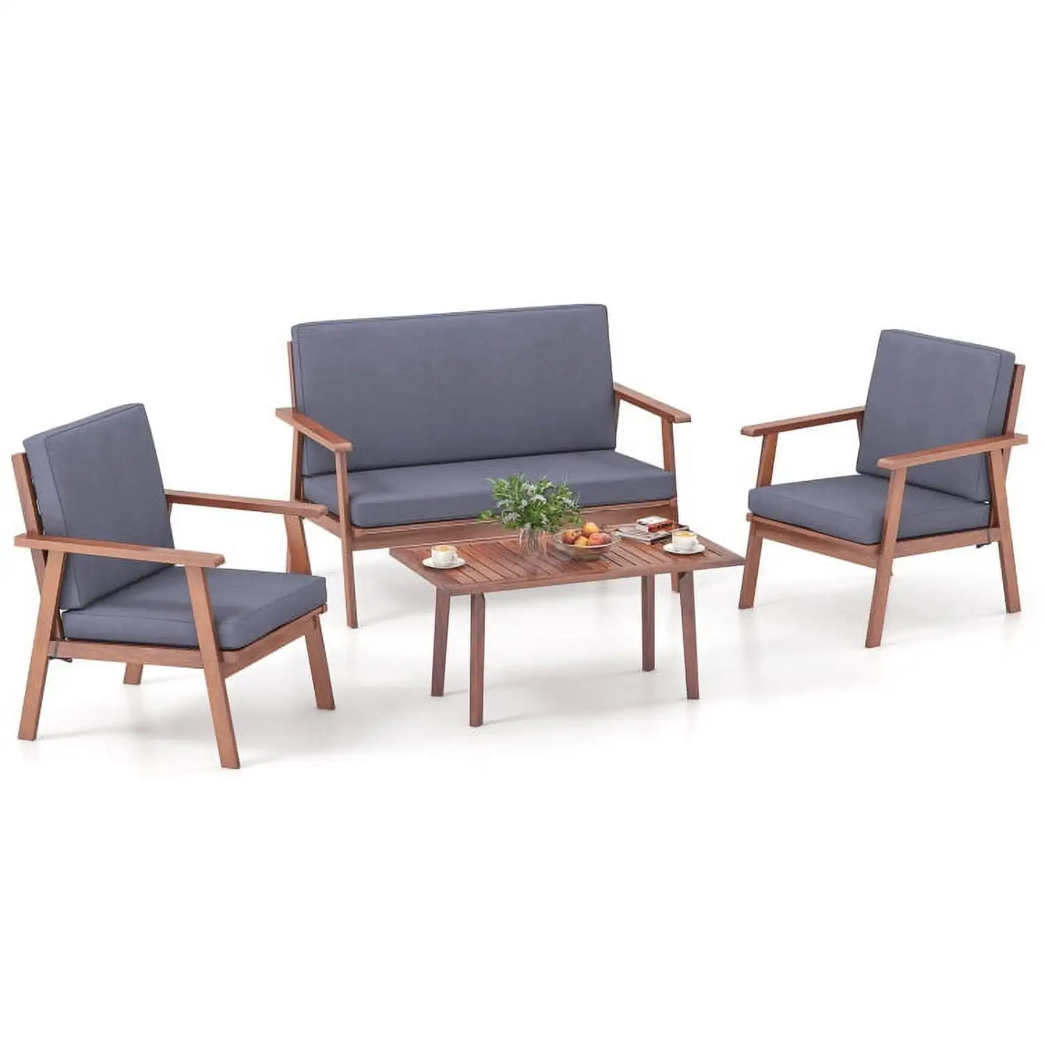 Canddidliike 6 Piece Patio Conversation Sofa Set. Outdoor Patio Furniture Set with Tempered Glass Coffee Table-Navy