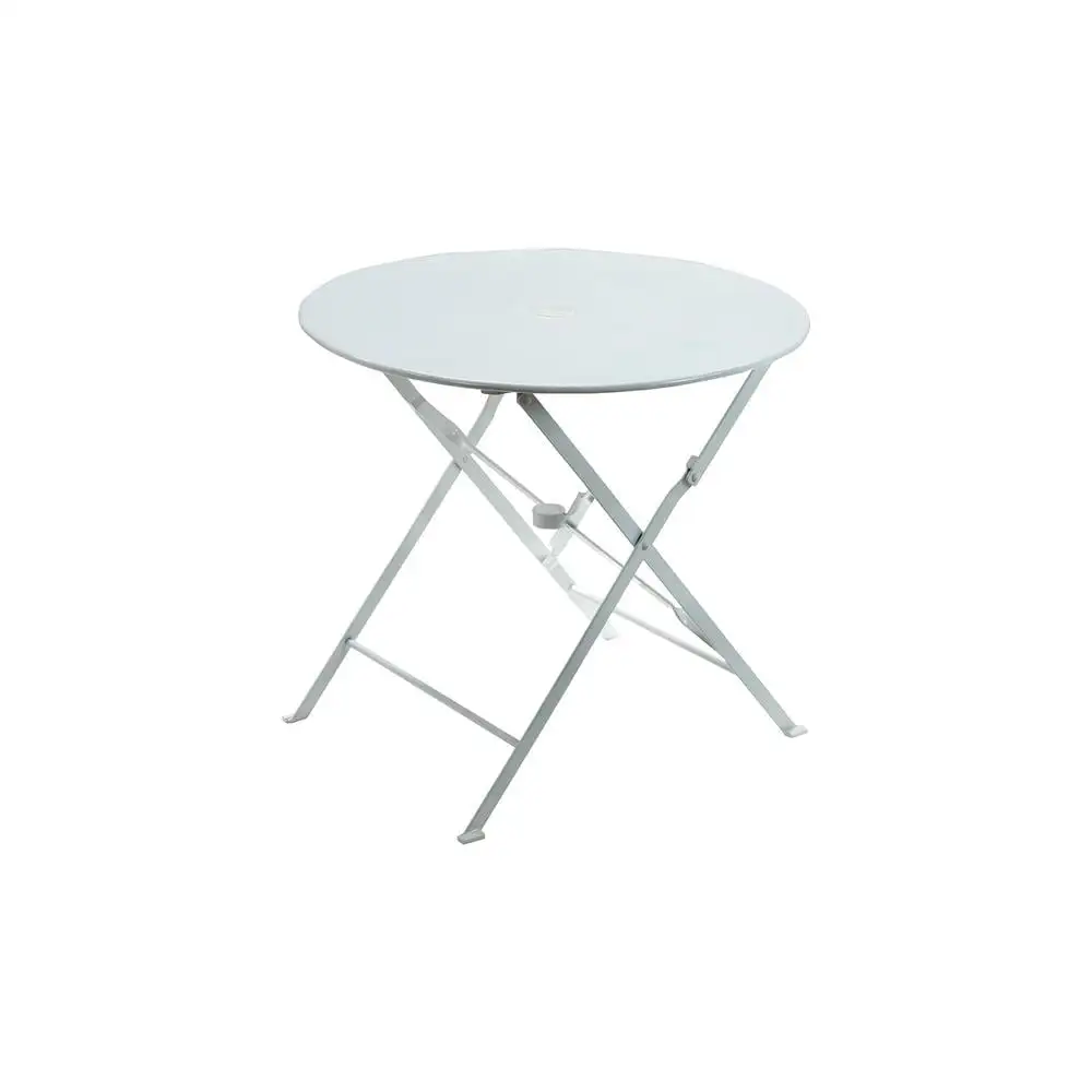 Carolina Classics 30 Folding Metal Bistro Table with Umbrella Hole in White