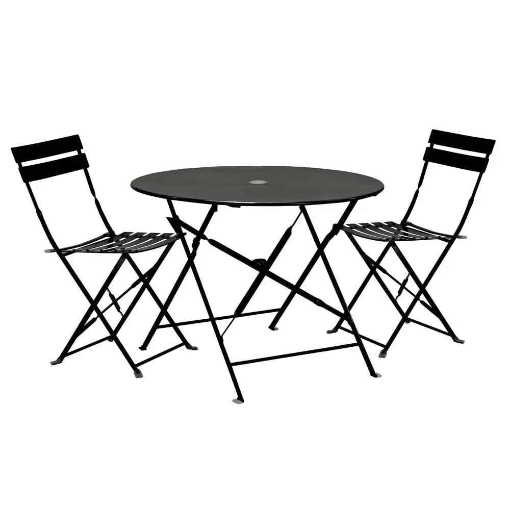 Carolina Classics 30 Round Bistro Table 3pc Set in Black