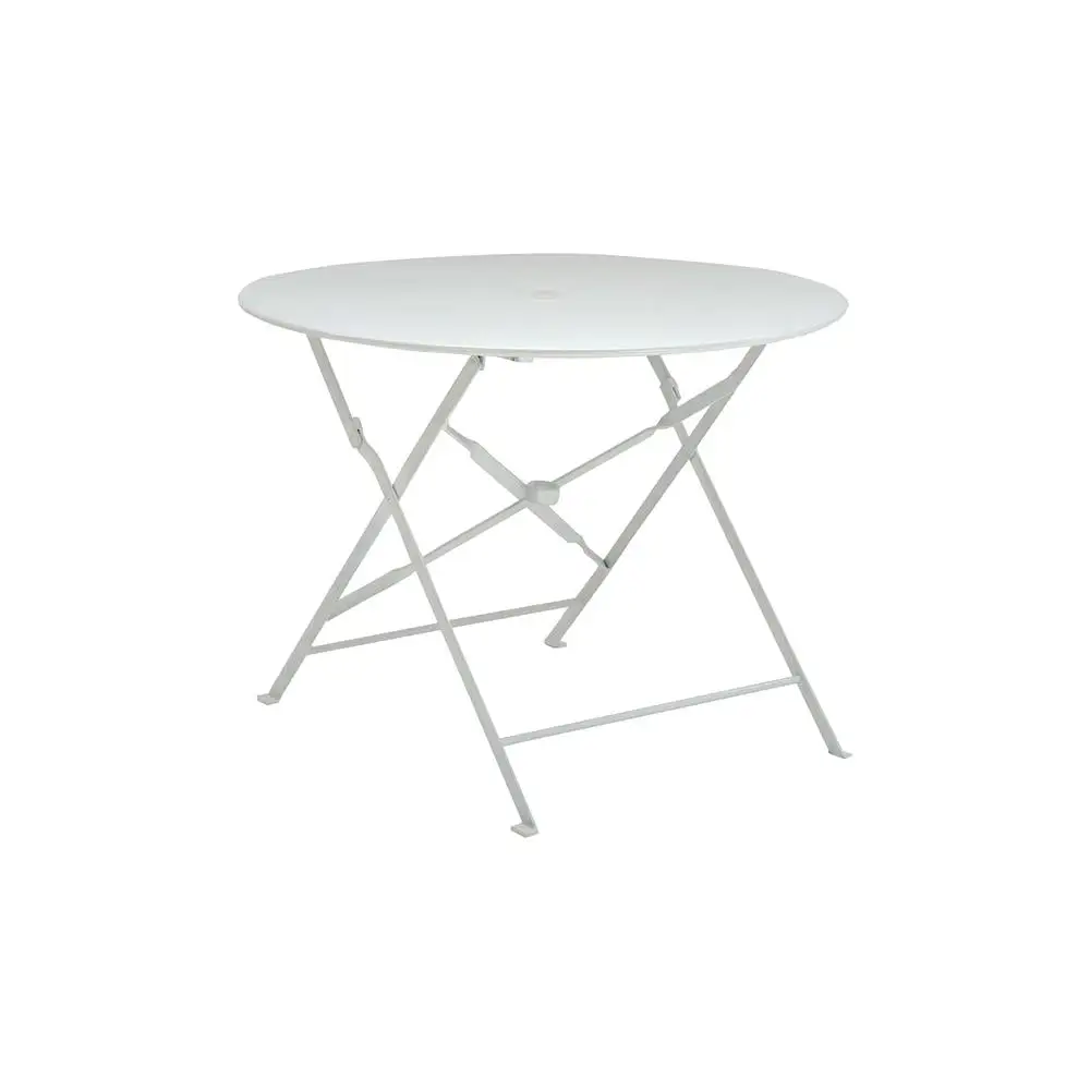 Carolina Classics 36 Folding Metal Bistro Table with Umbrella Hole in White