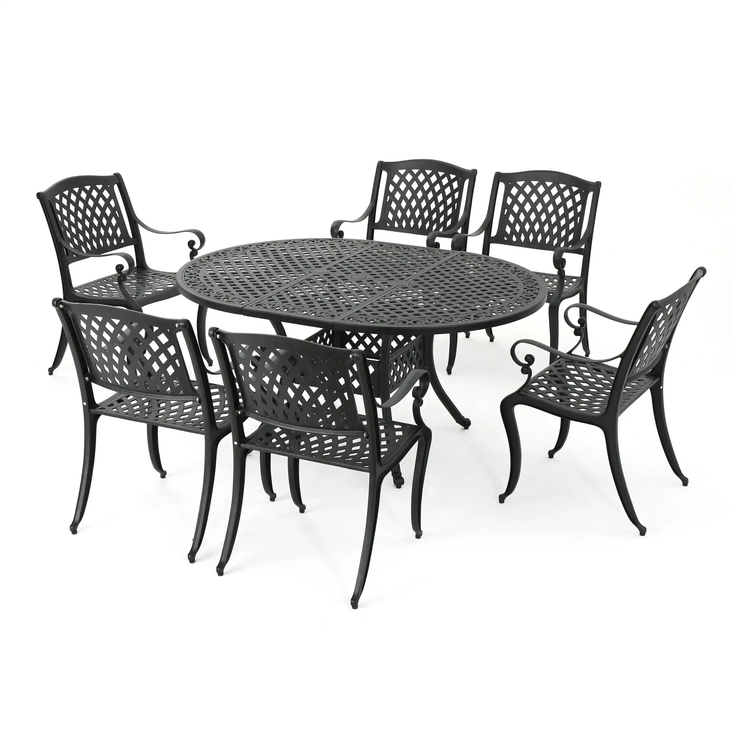 Christopher Knight Home Carysfort Outdoor Round Aluminum Dining Set by 7-Piece Sets