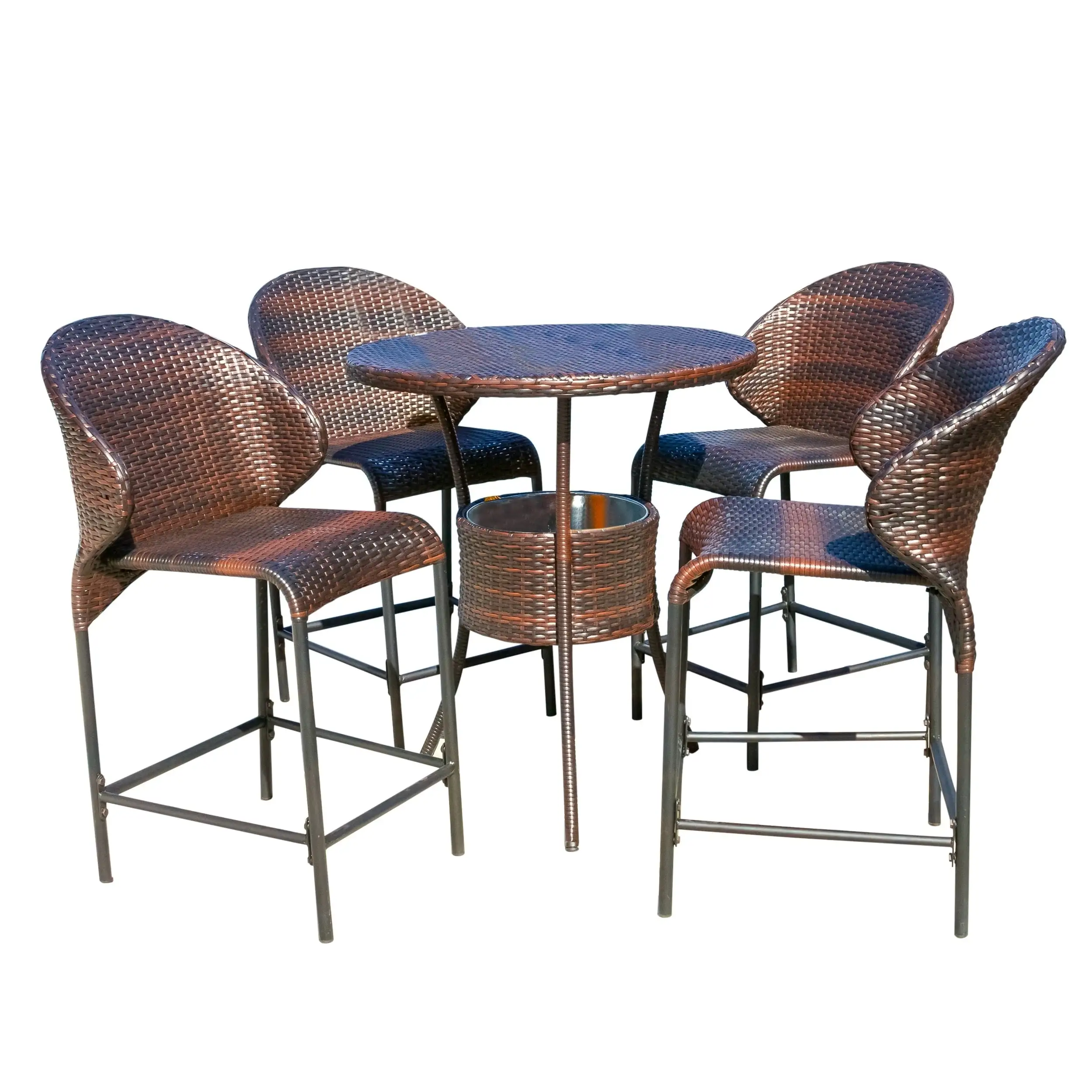 Christopher Knight Home Multibrown Wicker Outdoor Bistro Bar Set with Ice Pail by - N/A