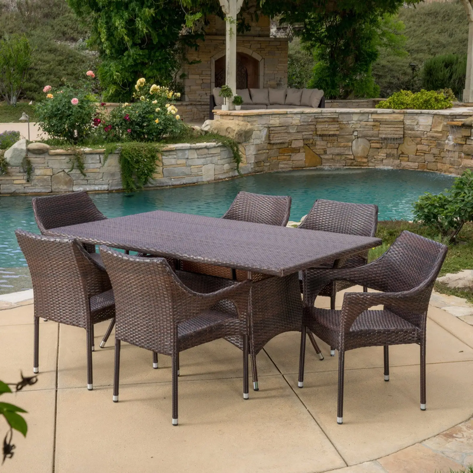 Christopher Knight Home Sinclair Outdoor 7-piece Wicker Dining Set by