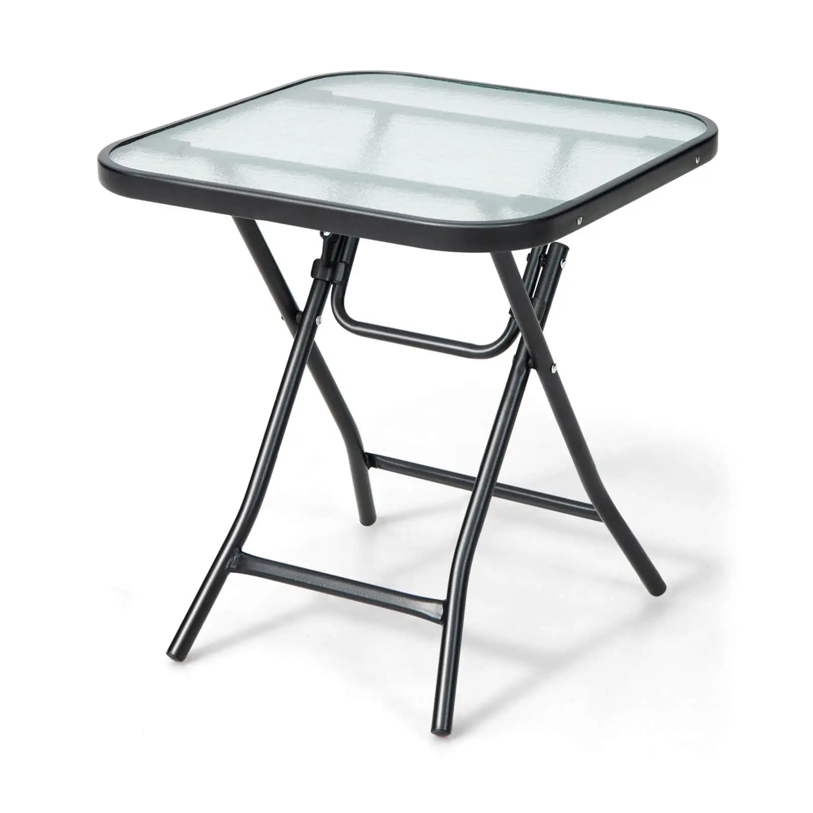 Coelon Patio Bistro Table. 18 Square Glass Side Table with Rustproof Frame