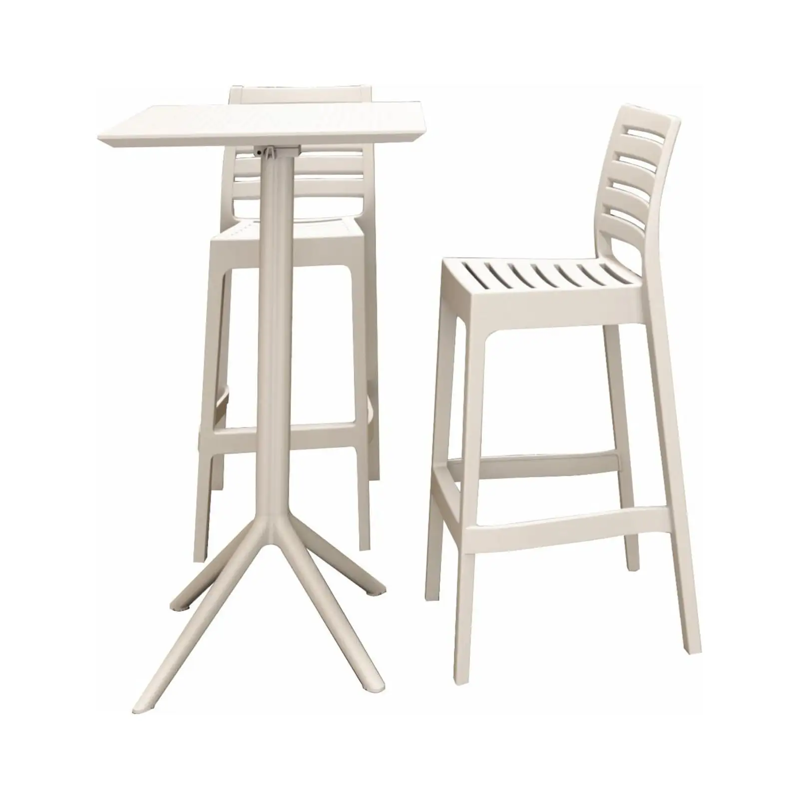 Compamia Sky Ares Square Bar Set with 2 Barstools - White