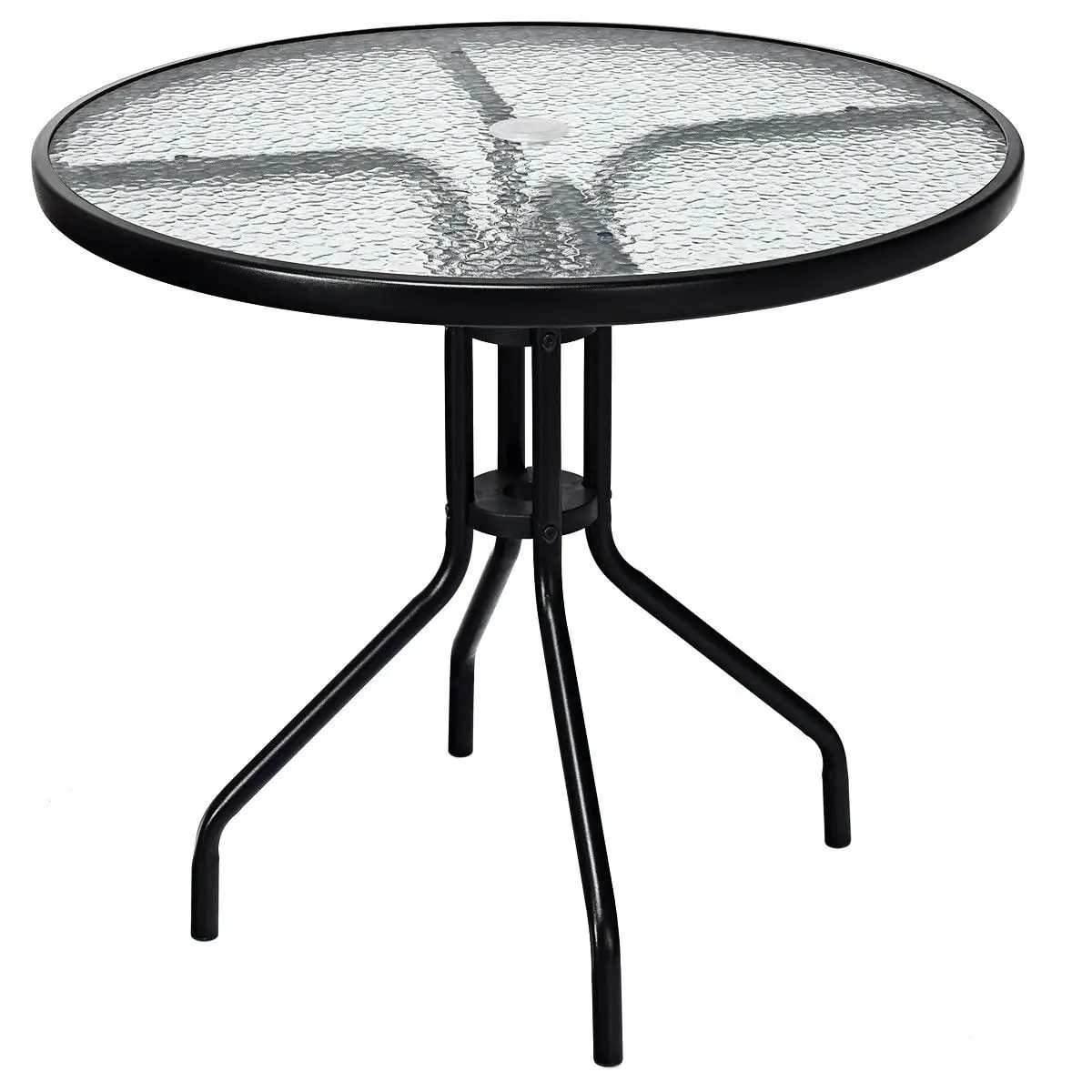 Costway 32''Outdoor Patio Round Table Tempered Glass Top