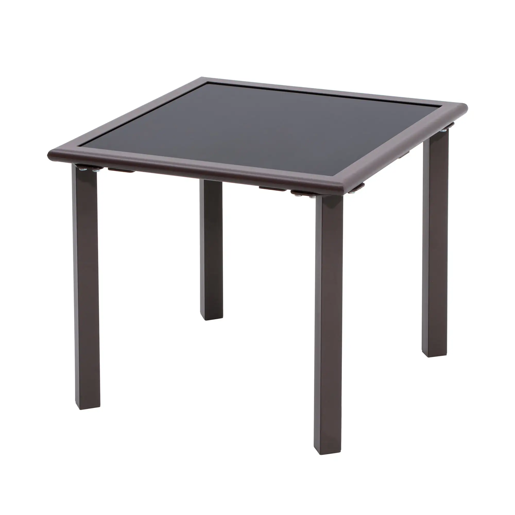 Crestlive Products Square Metal & Glass Outdoor Patio Bistro Table. Brown