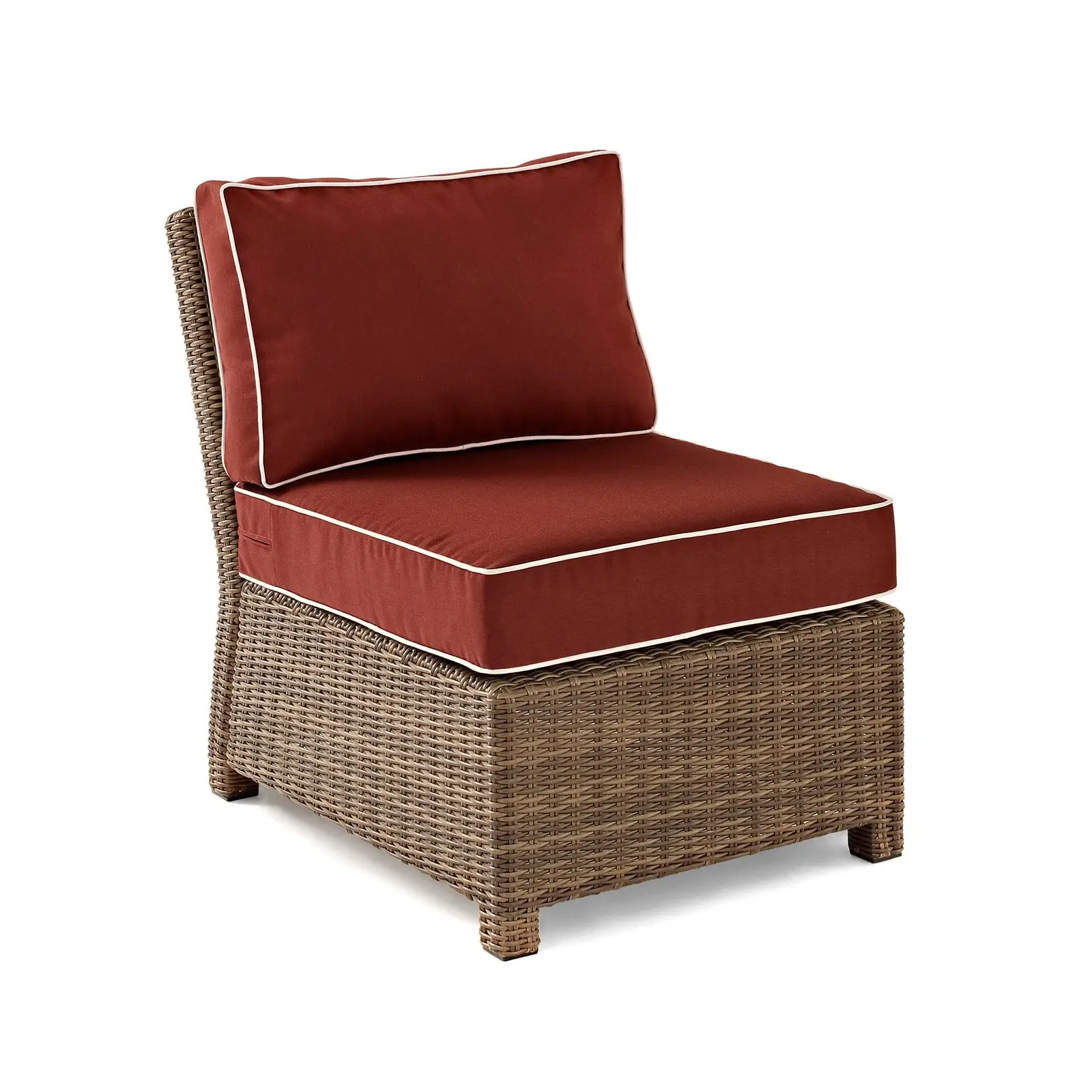 Crosley Furniture Bradenton Fabric Armless Patio Chair in Brown and Sangria Red