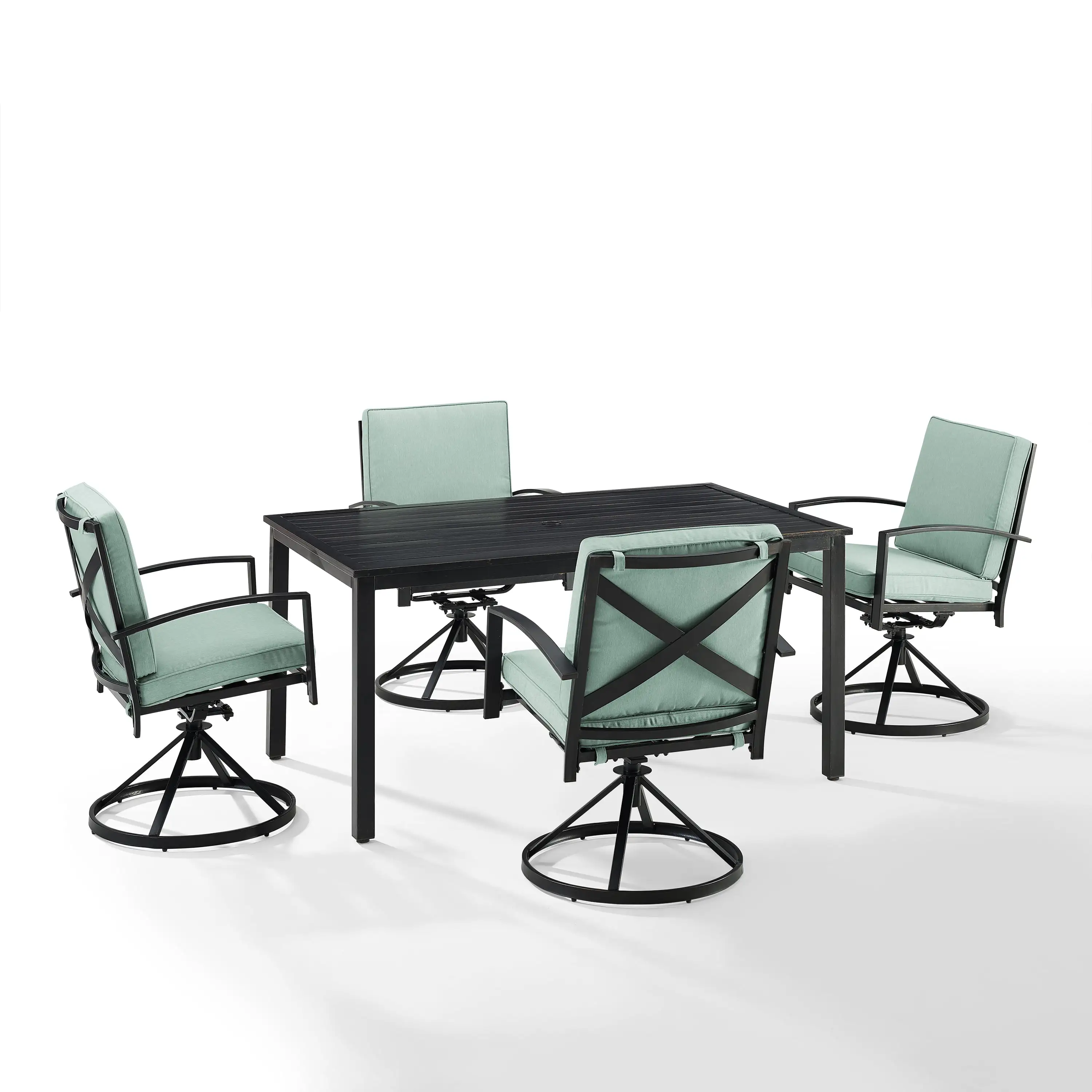 Crosley Furniture Kaplan 5 Piece Metal Outdoor Dining Set in Mist Green