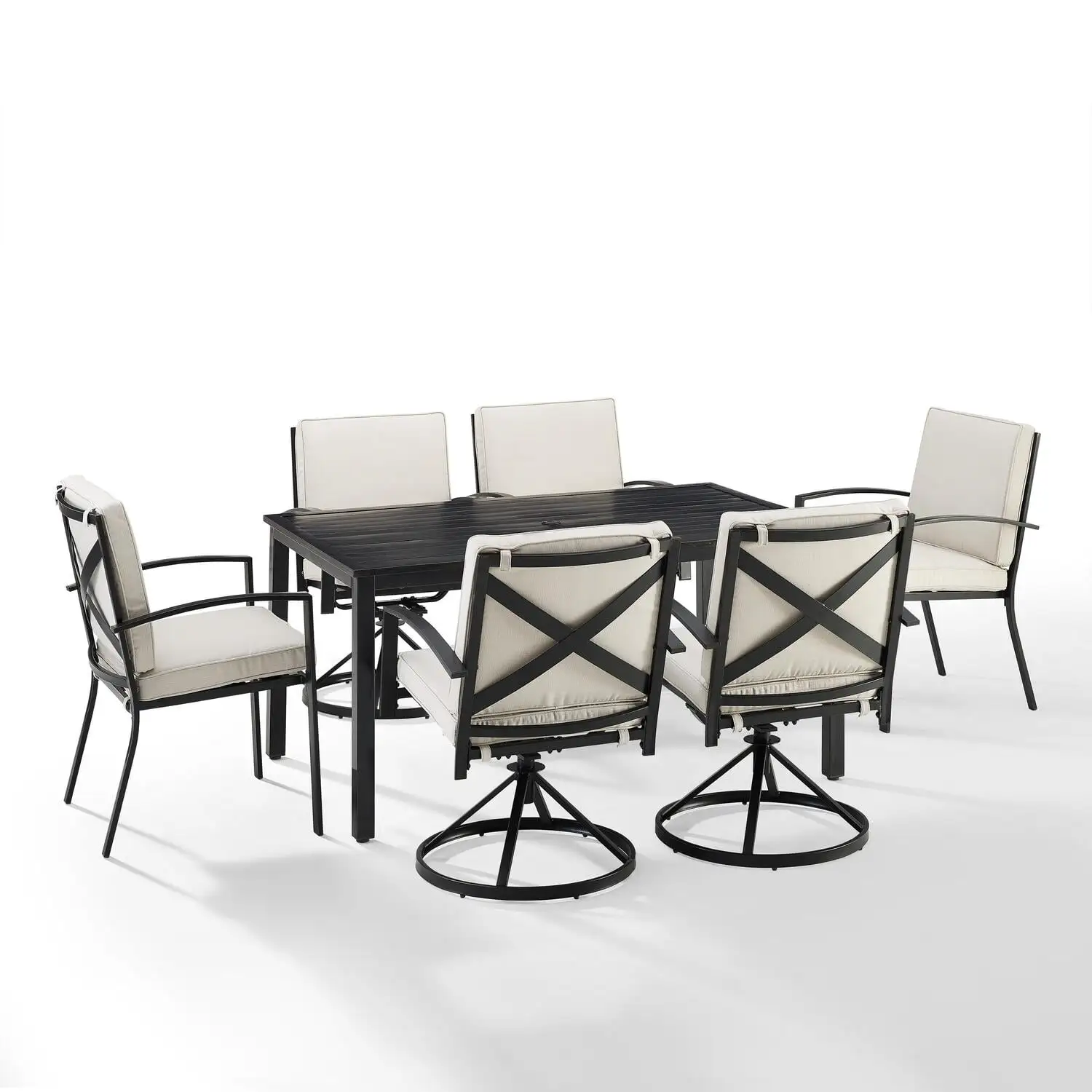 Crosley Furniture Kaplan 7 Piece Metal Outdoor Dining Set in Oatmeal