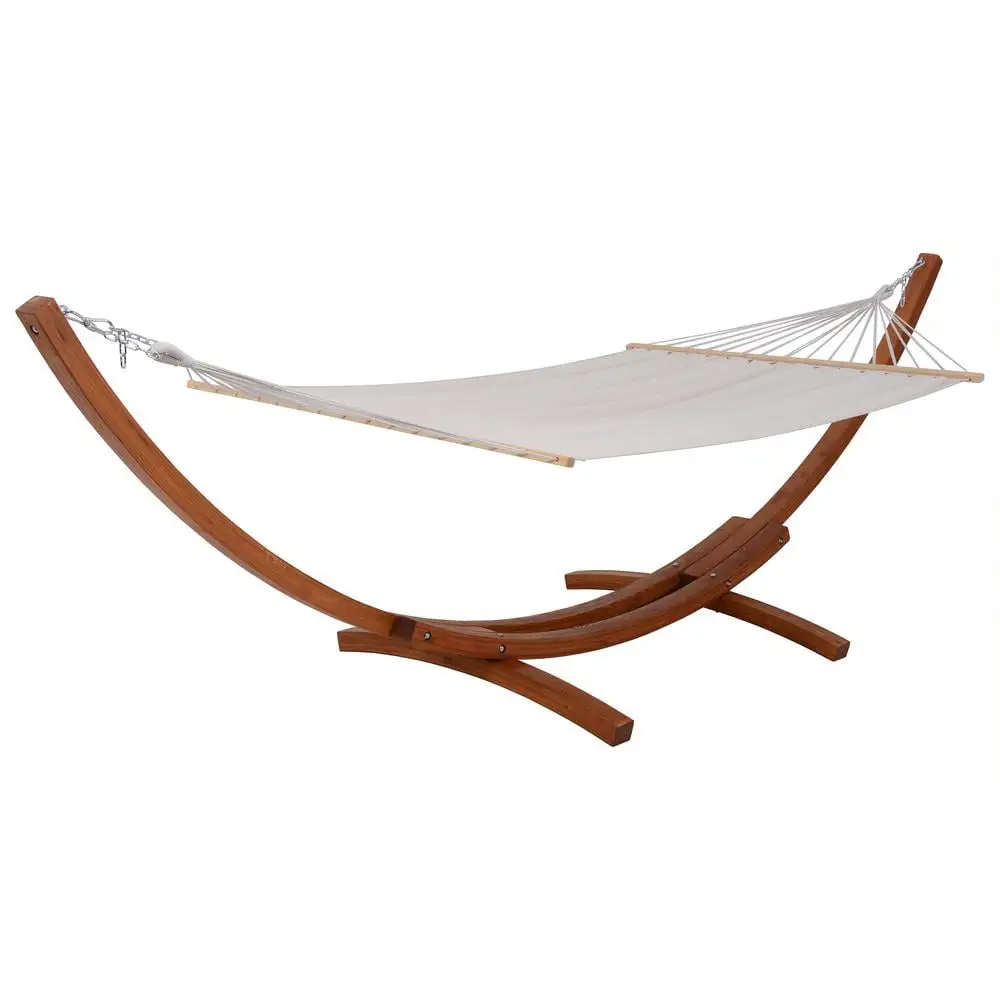 Deko Living Outdoor Cedar Wood Hammock with White Textilene Fabric