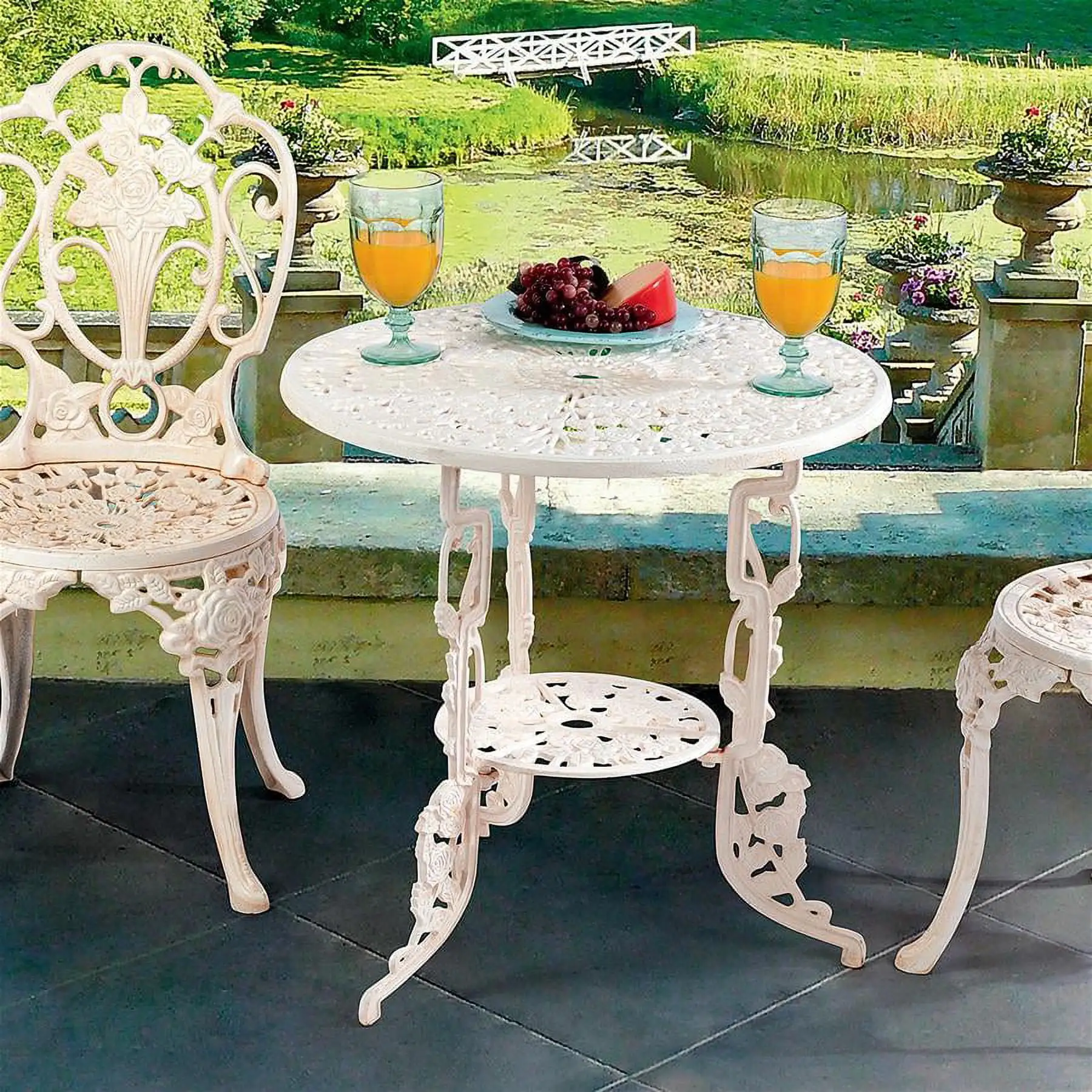 Design Toscano Villa Ravello Rose Garden Cast Iron Bistro Table