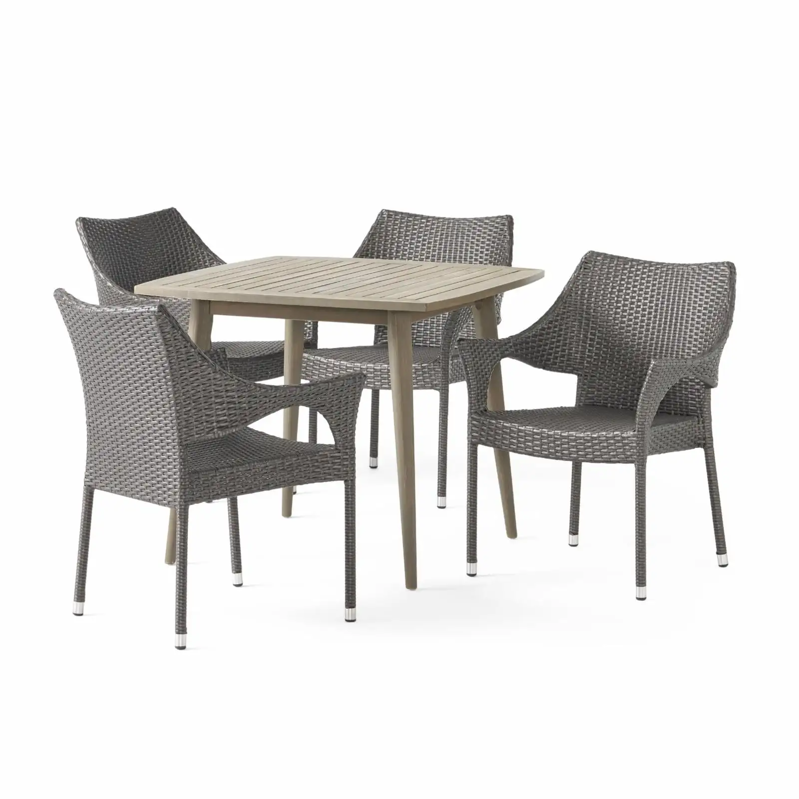 Christopher Knight Home San Blas Outdoor 5 Piece Wood and Wicker Dining Set by Grey