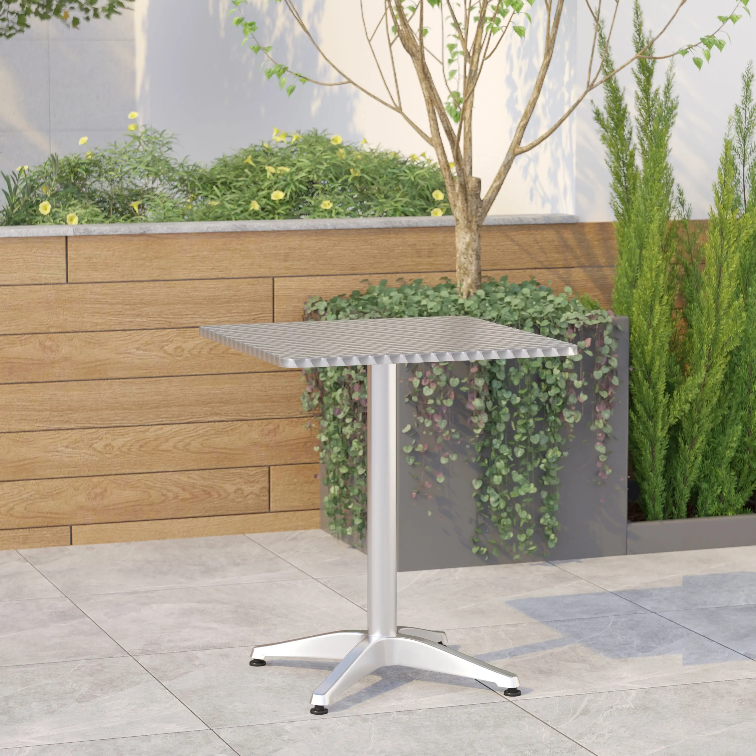 Emma + Oliver 23.5 Square Aluminum Indoor-Outdoor Table