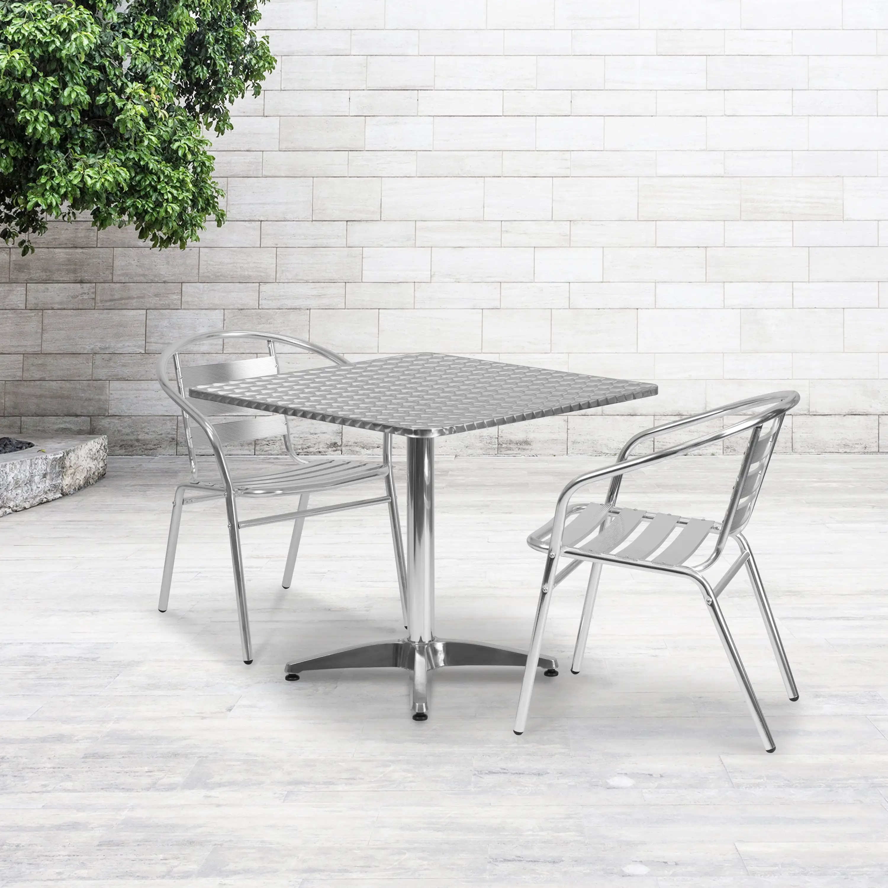 Flash Furniture 31.5 Square Aluminum Indoor-Outdoor Table with Base