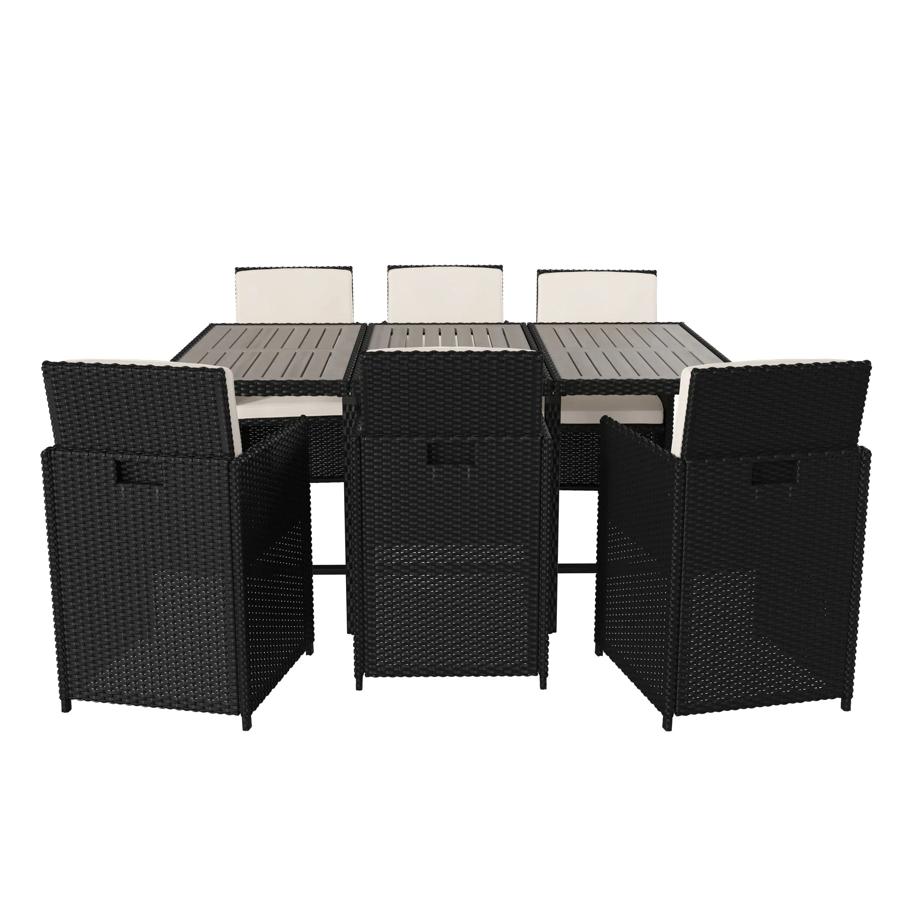 Flash Furniture Peregrine 7-Piece Outdoor Patio Dining Set. Black/Gray