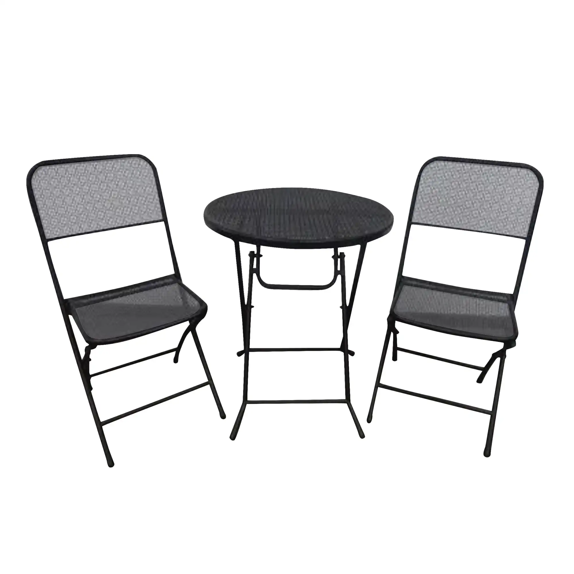 Open Box Four Seasons Courtyard Padova Foldable 3pc Bistro Dining Set. Black