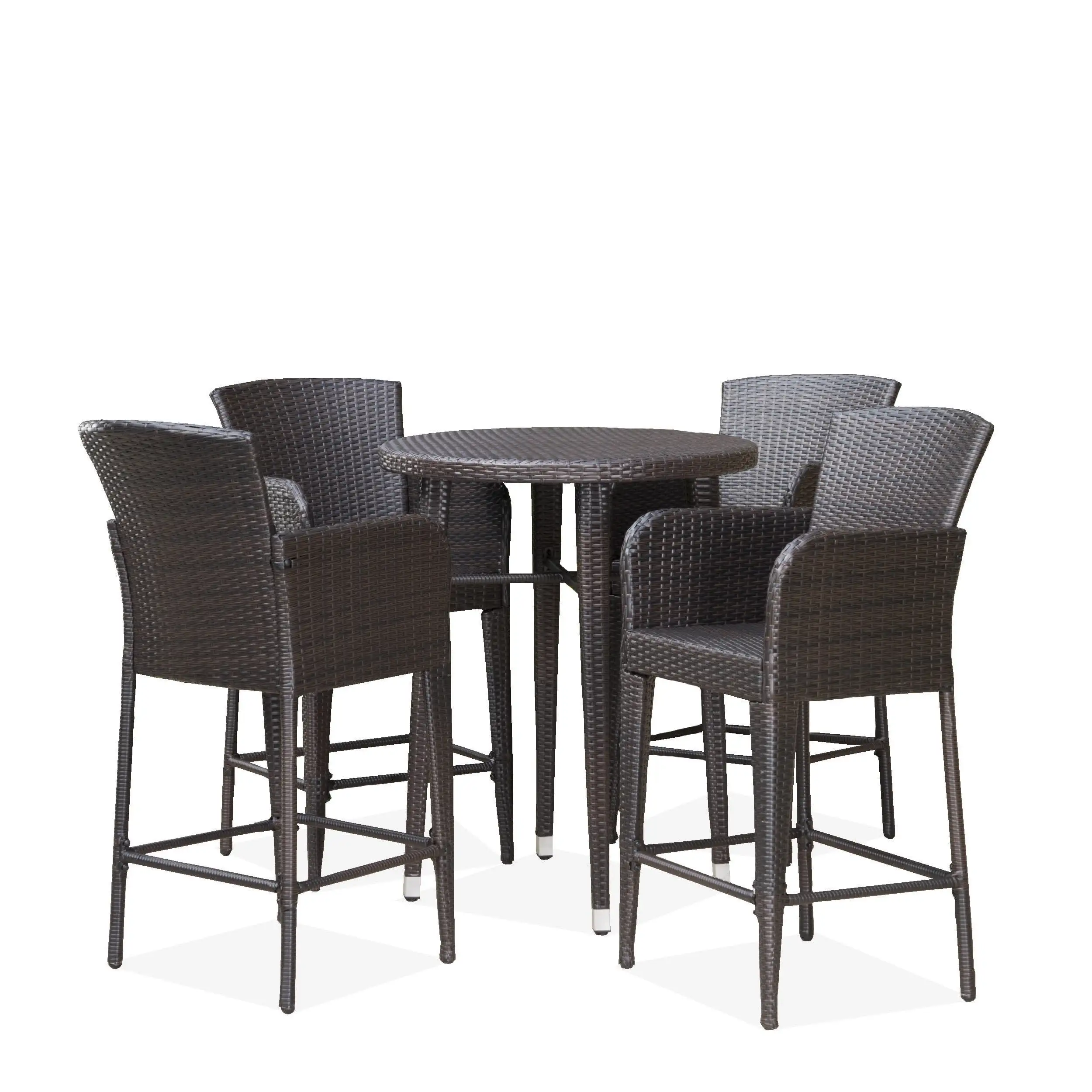 GDF Studio Sarina Outdoor Wicker 5 Piece Bar Set. Multibrown