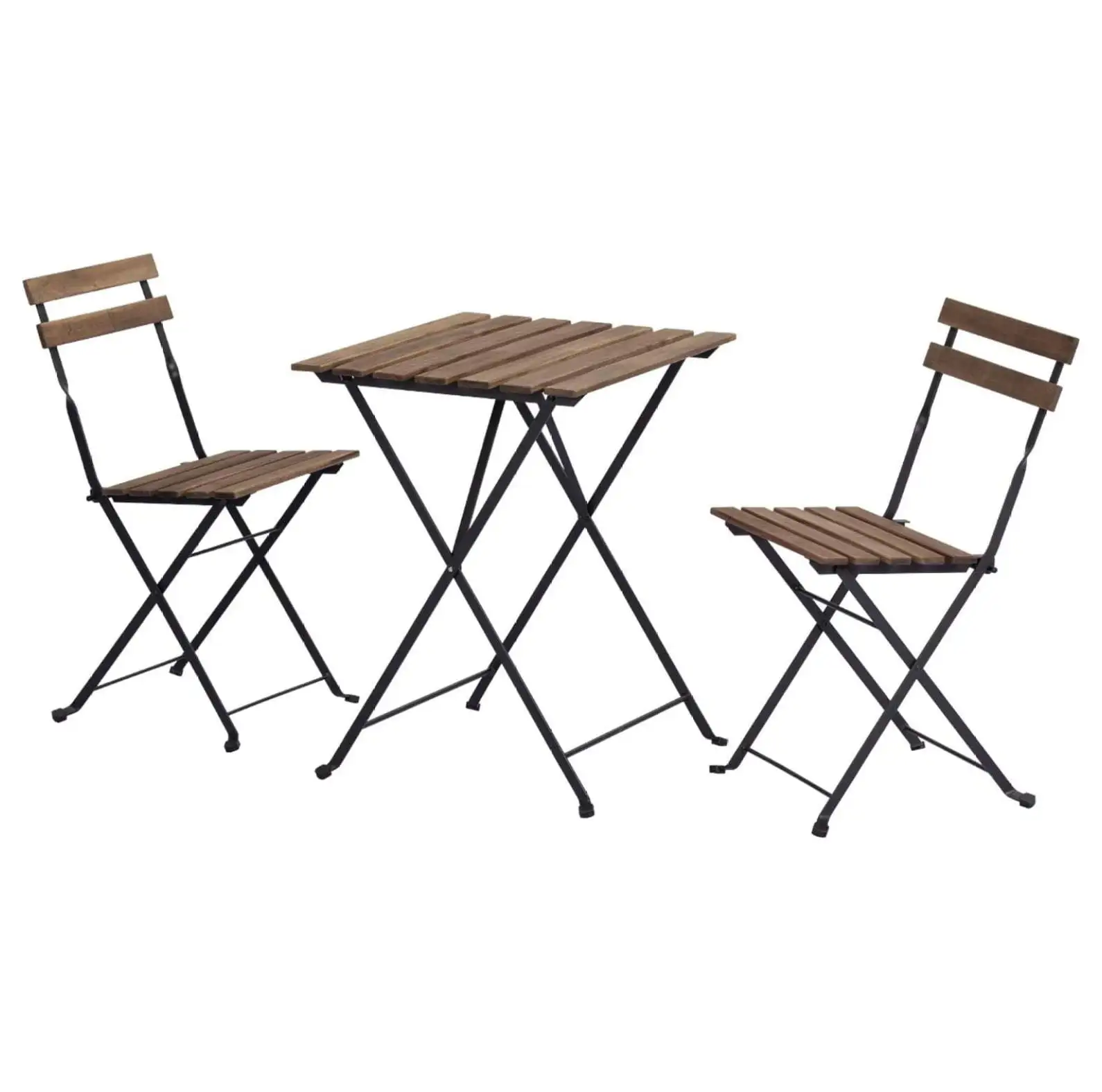GolySw 3-Piece Acacia Wood Patio Bistro Set with Folding Table and Chairs