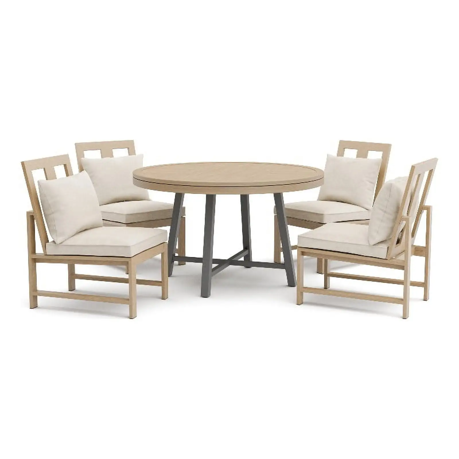 Greemotion Lyon 5-Piece 3-in-1 Aluminum Patio Dining Table Set Natural