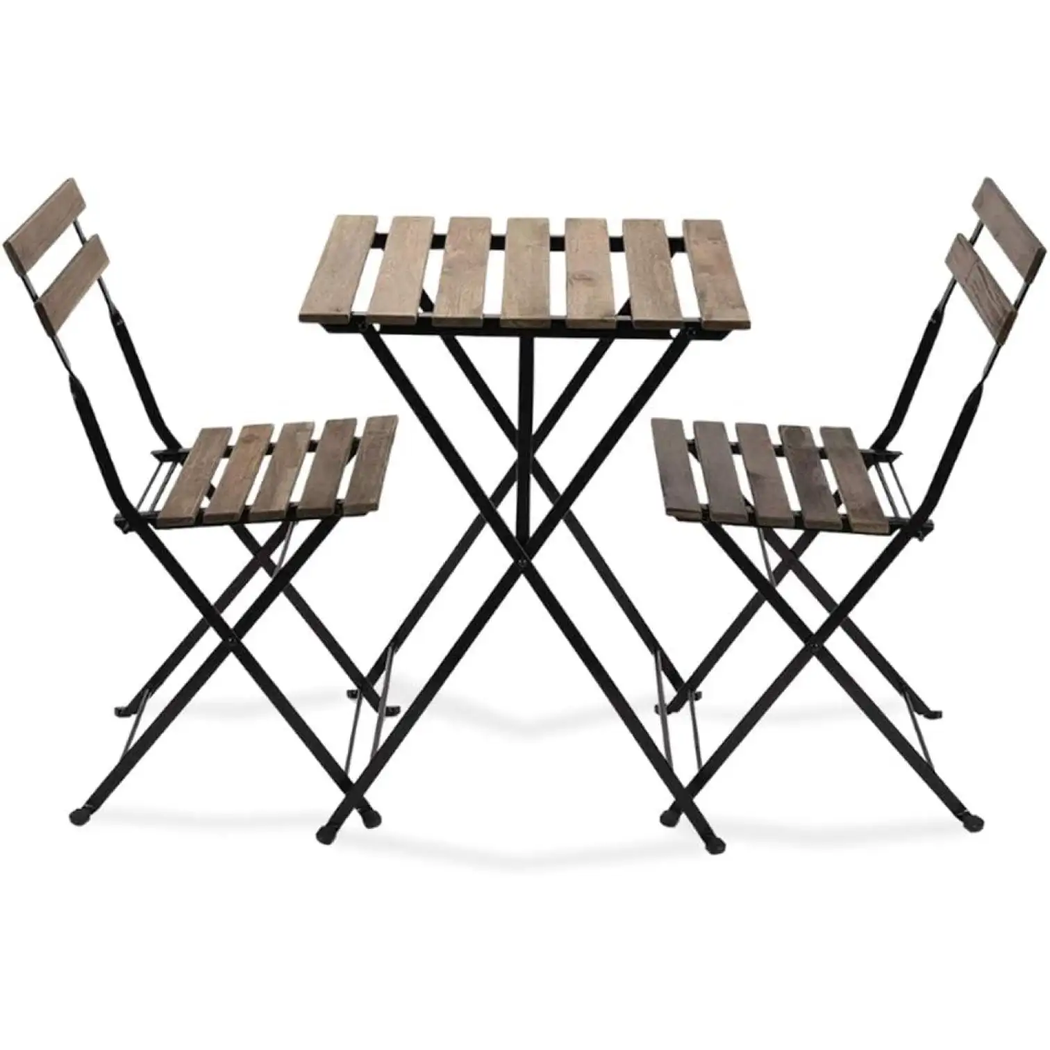 HTYSUPPLY French Bistro Folding Table and Chair Set - Durable Folding Wood Table Bistro Set - Bistro Patio Set for Outdoor Garden Backyard Porch