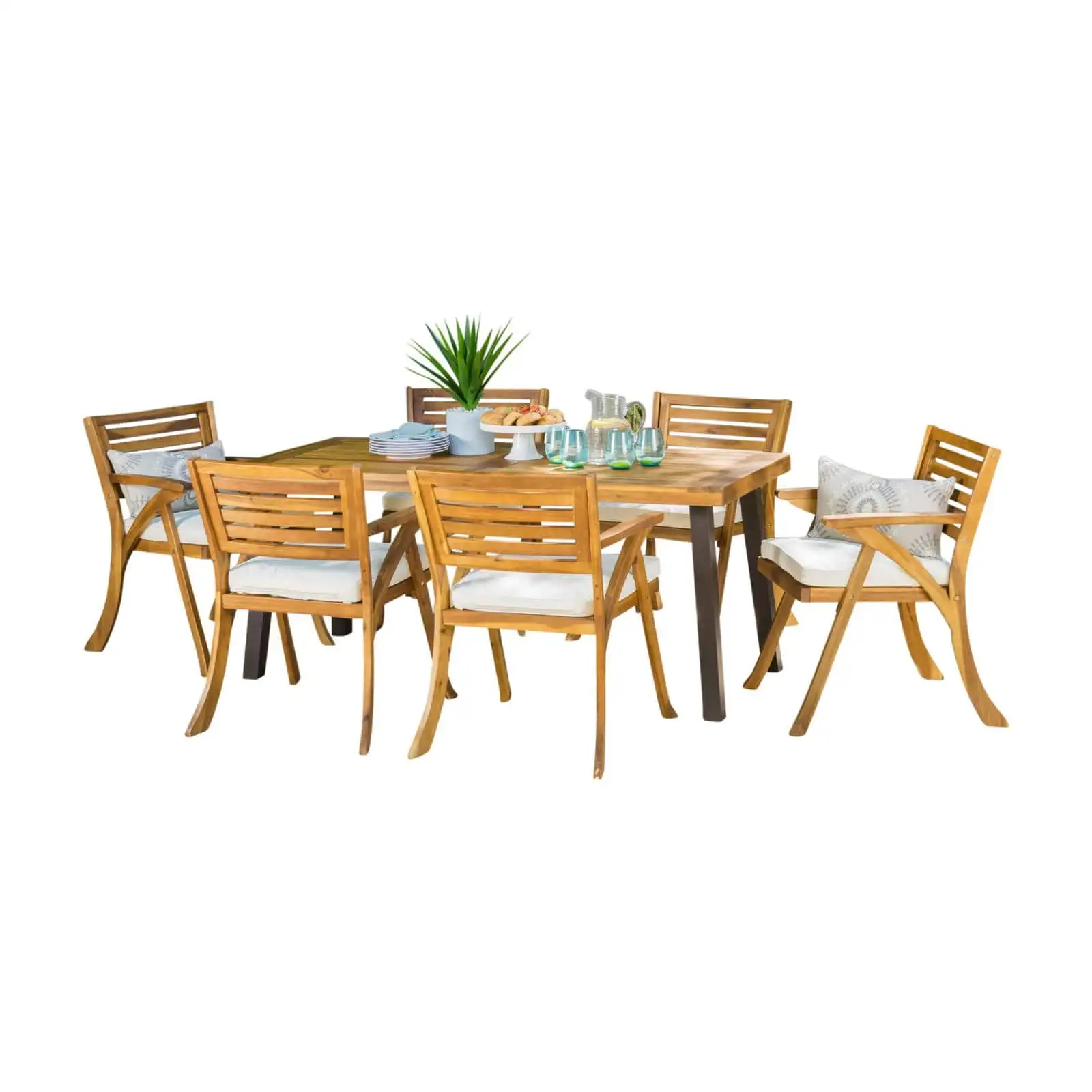 Home Della Hermosa Acacia 7 Piece Patio Dining Set