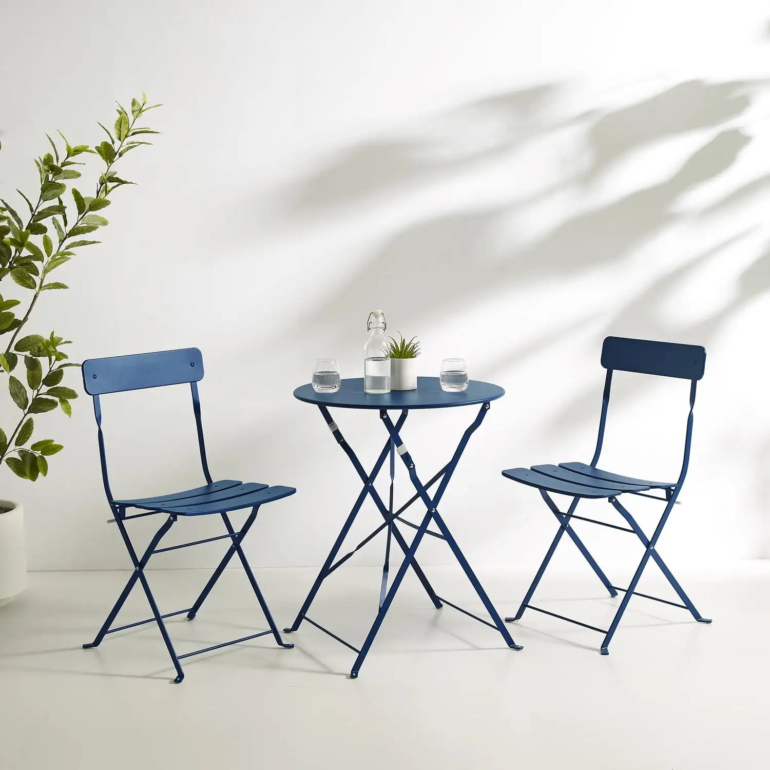 HomeStock Urban Oasis 3Pc Indoor/Outdoor Metal Bistro Set Navy - Bistro Table & 2 Chairs